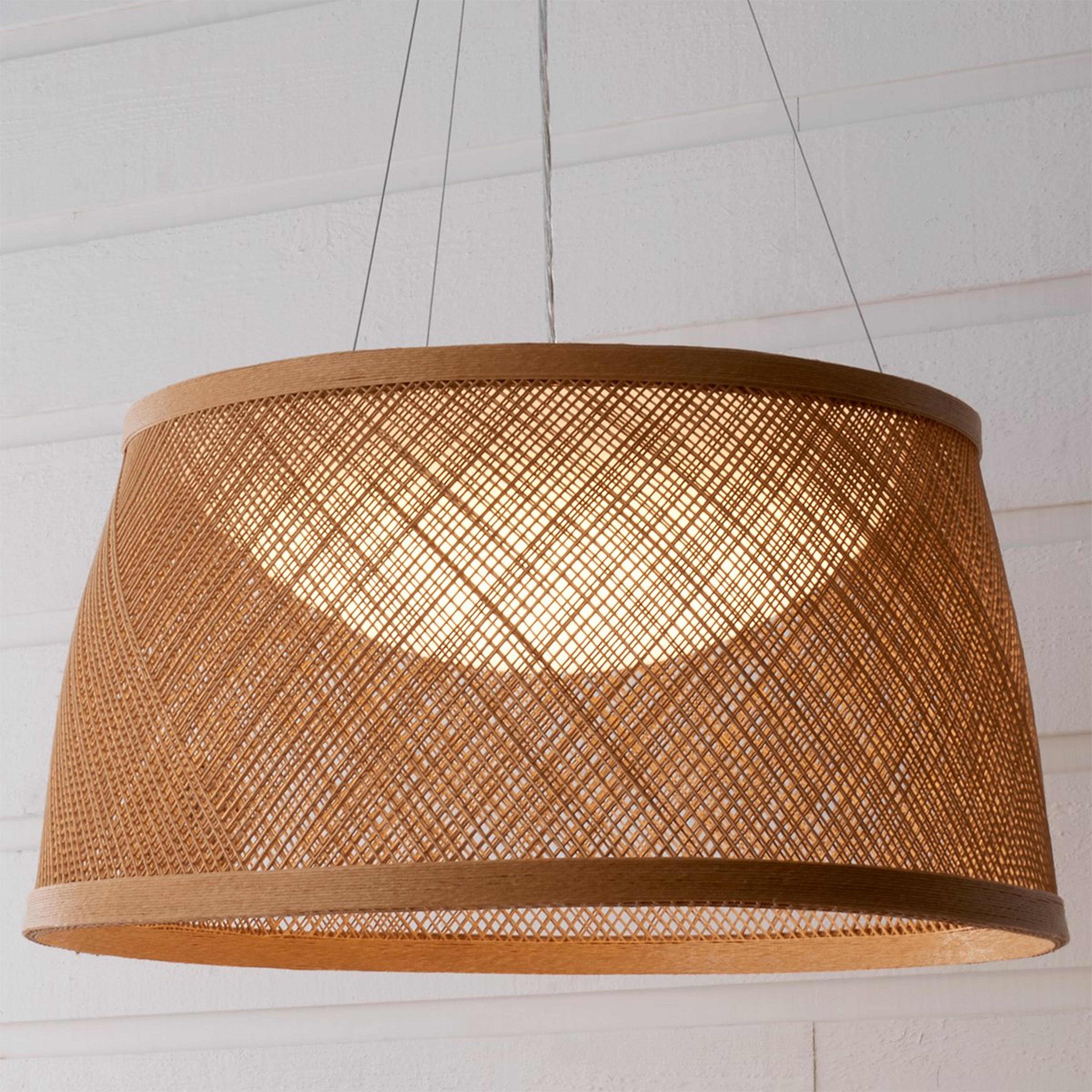 A Fiber Weave LED Outdoor Pendant - Large with Natural color