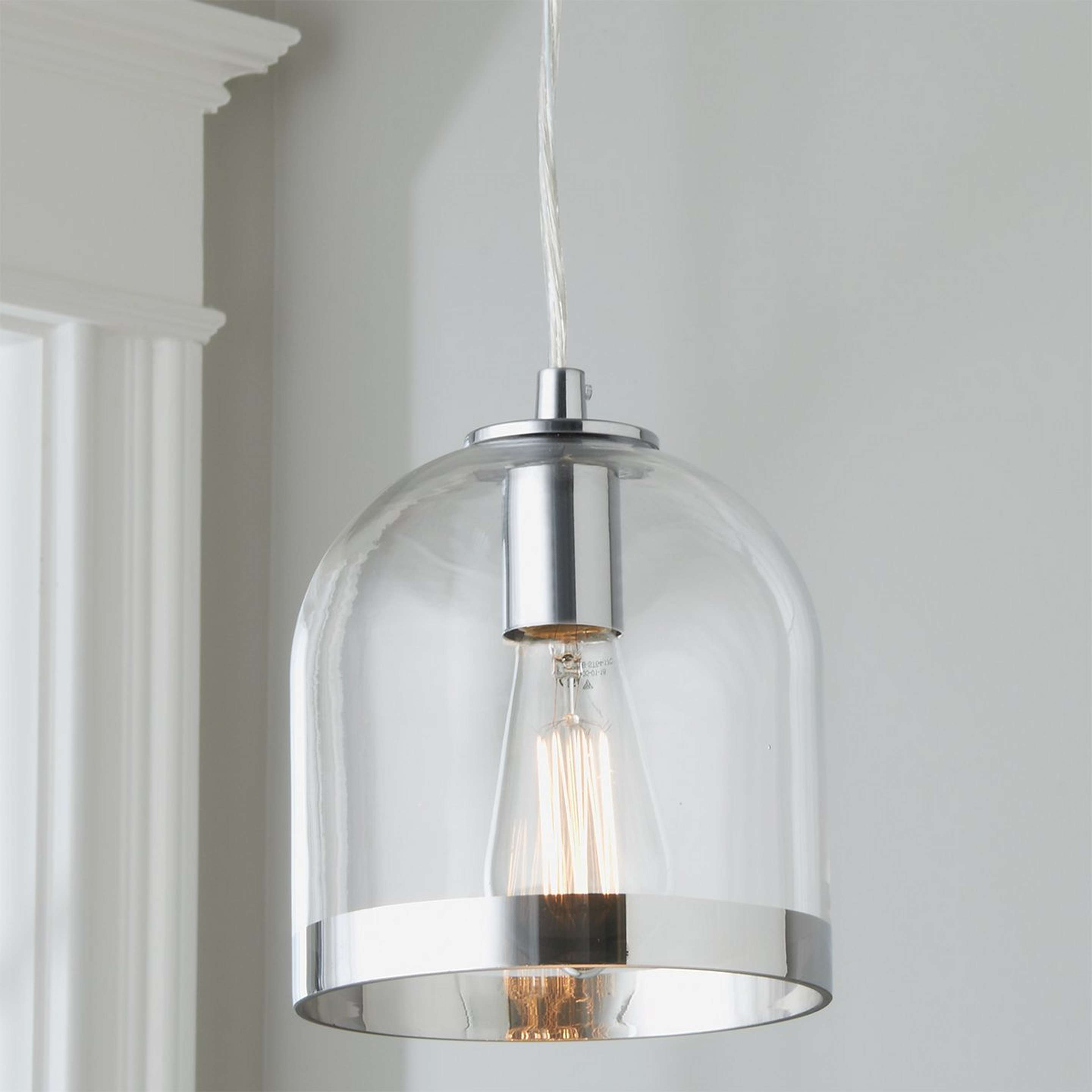 A Young House Love Metallic Rimmed Glass Pendant with Chrome / Clear color