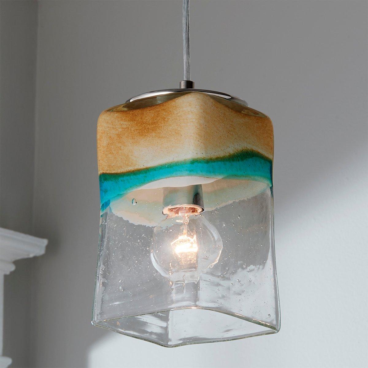 Sand and Turquoise Square Pendant Light - Small