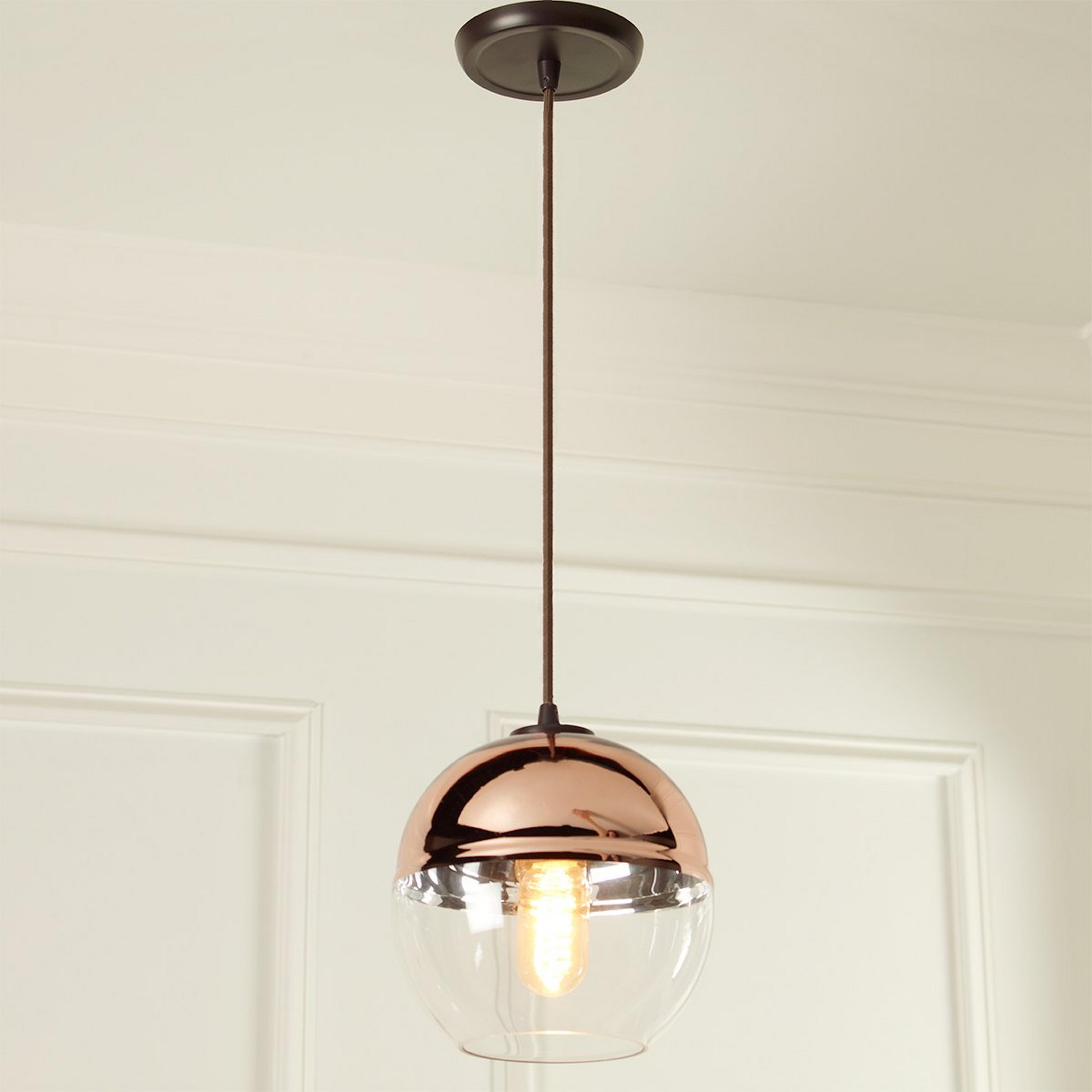 A Copper Plated Globe Pendant with Copper color