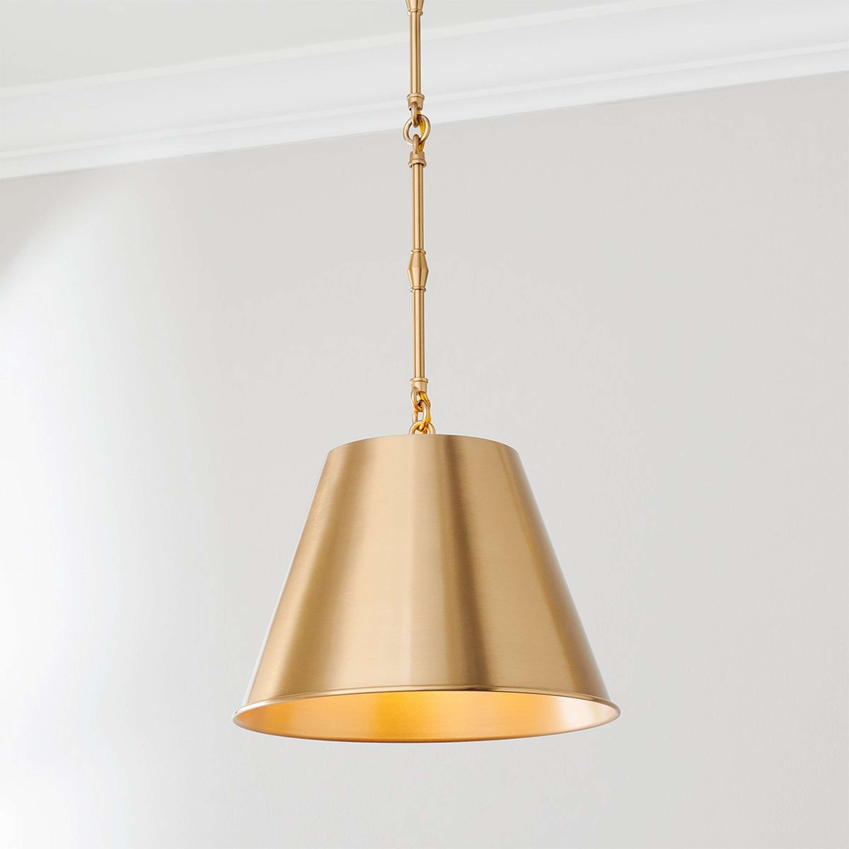 A Modern Metal Shade Pendant - Small with Warm Brass color