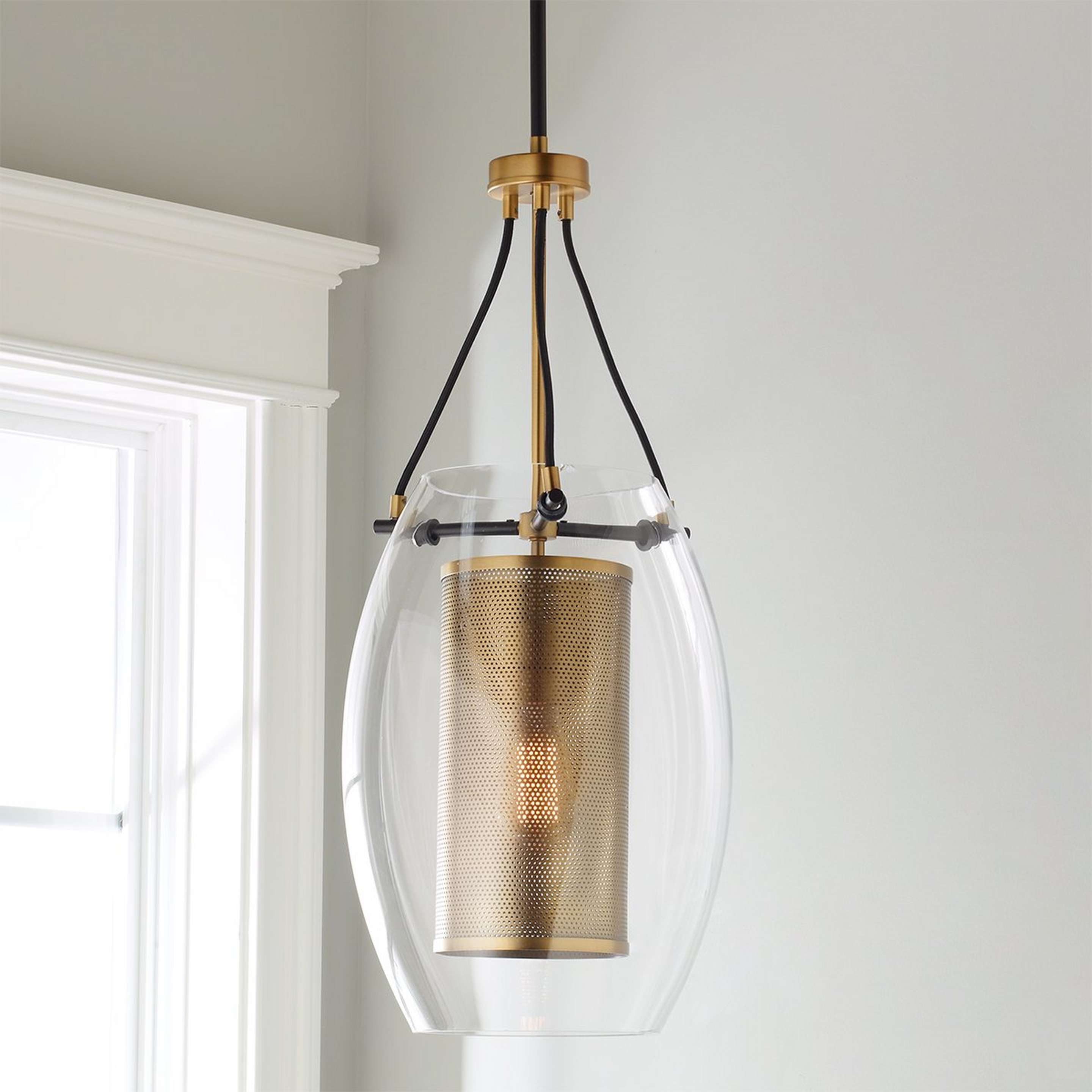 A Industrial Modern Screen Pendant with Bronze / Warm Brass color