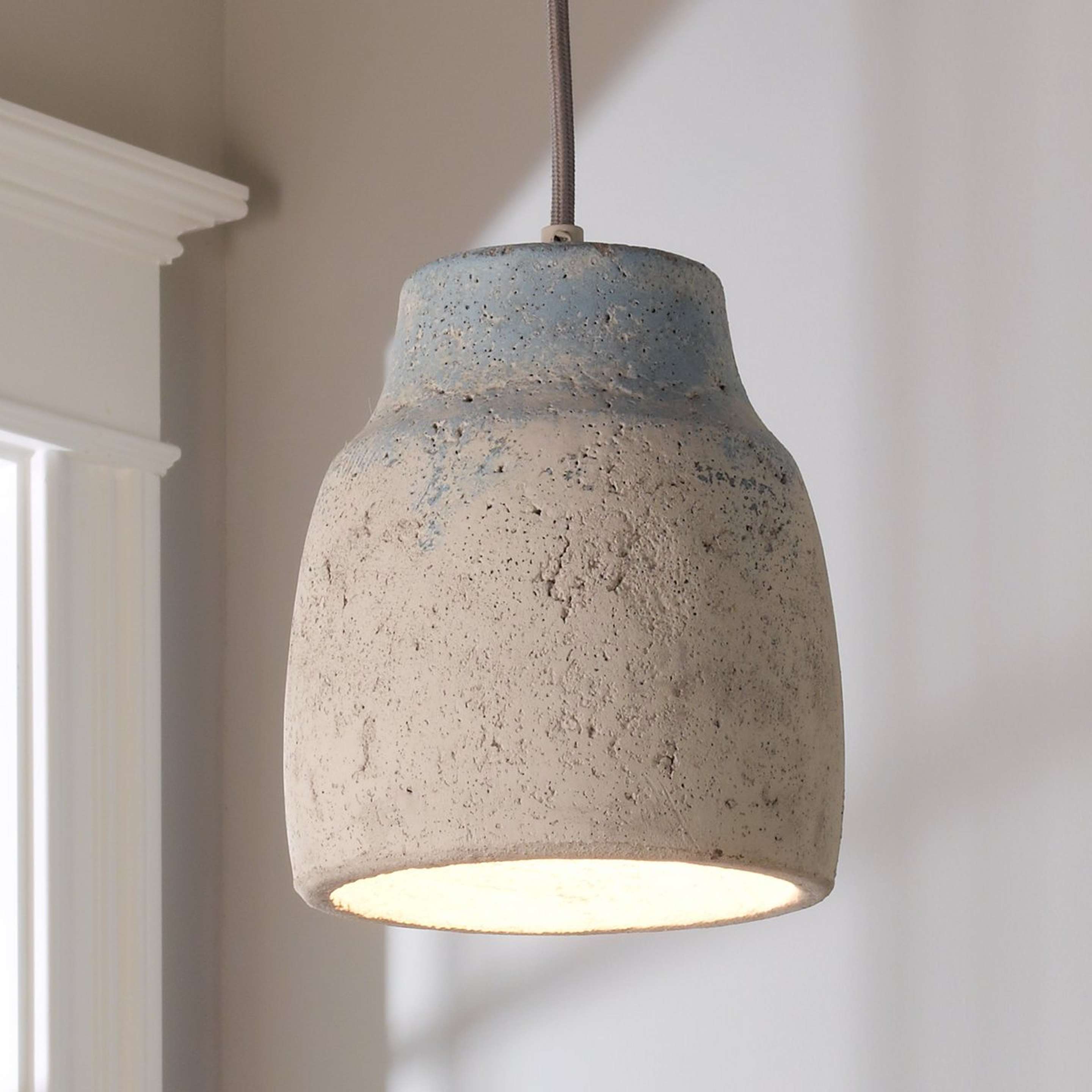 A Antiqued Gray and Blue Cement Pendant - Small with Gray and Blue color
