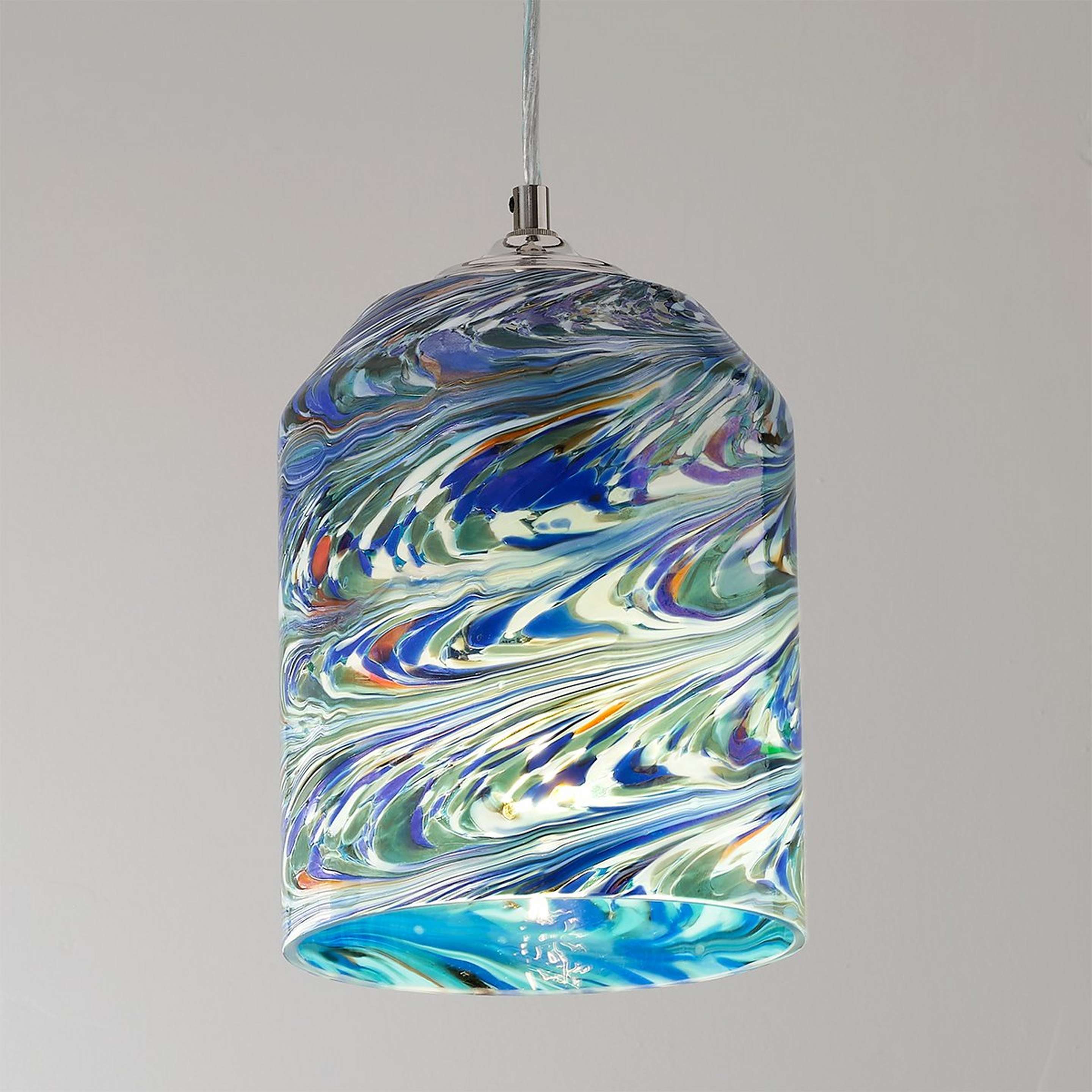 A Jade Mosaic Wave Glass Pendant with Chrome / Multi color