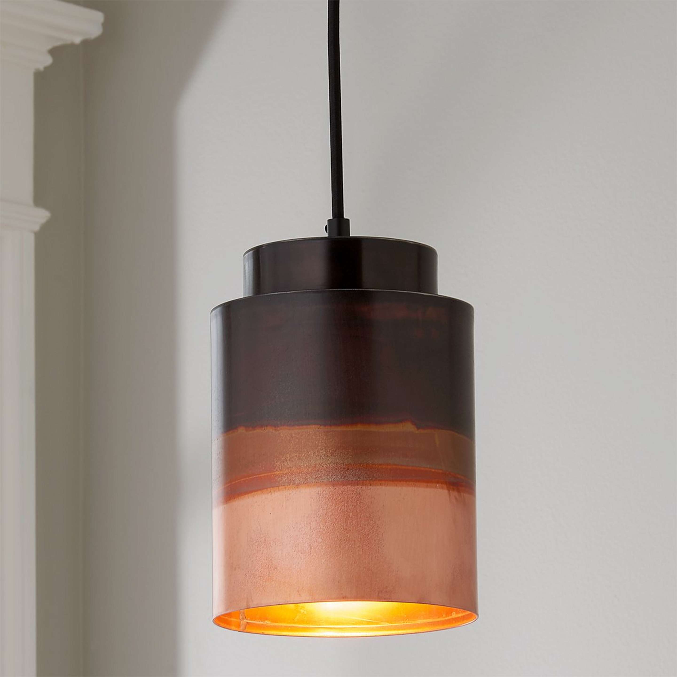 A Colonial Metalcrafts Copper Ombre Pendant - Small with Black / Darkened Copper / Raw Copper color