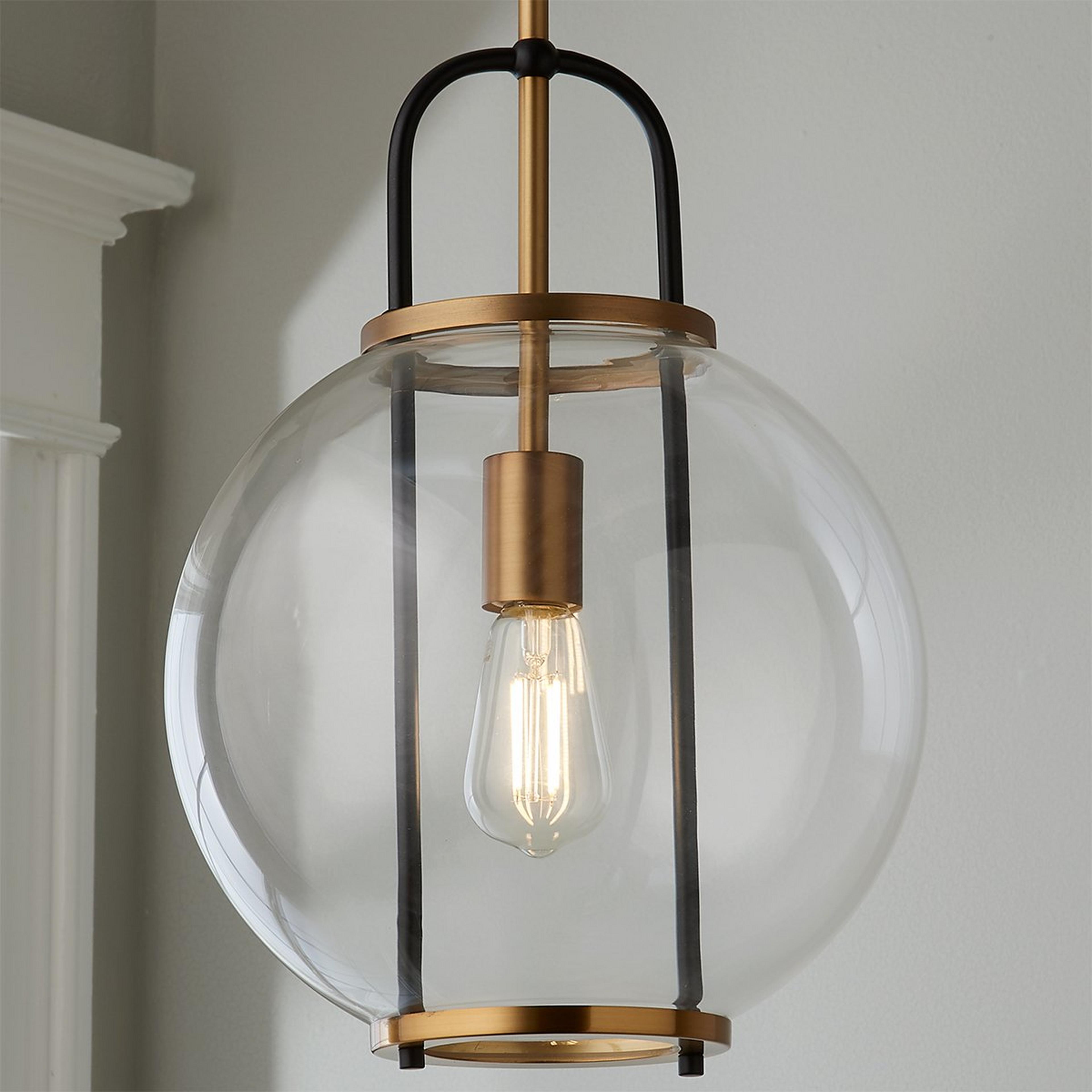 A Retro Globe Pendant with Black / Aged Brass color