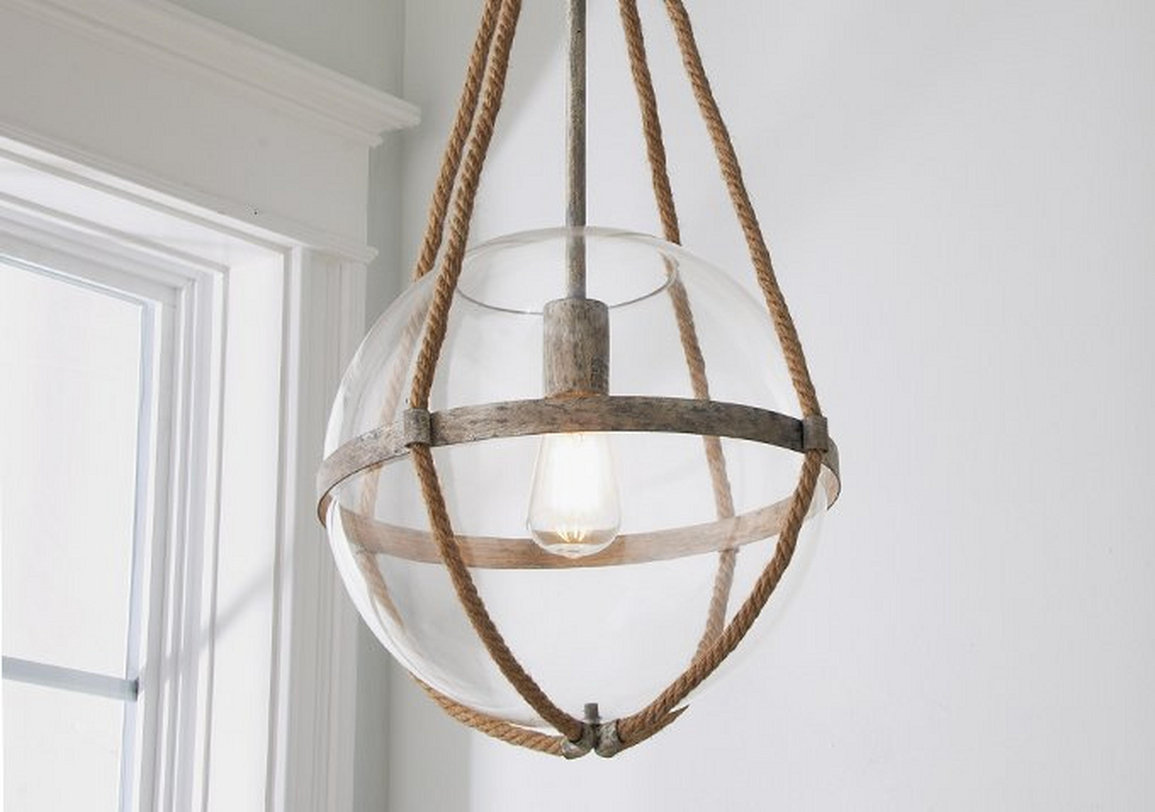 Coastal Cottage Rope Globe Pendant