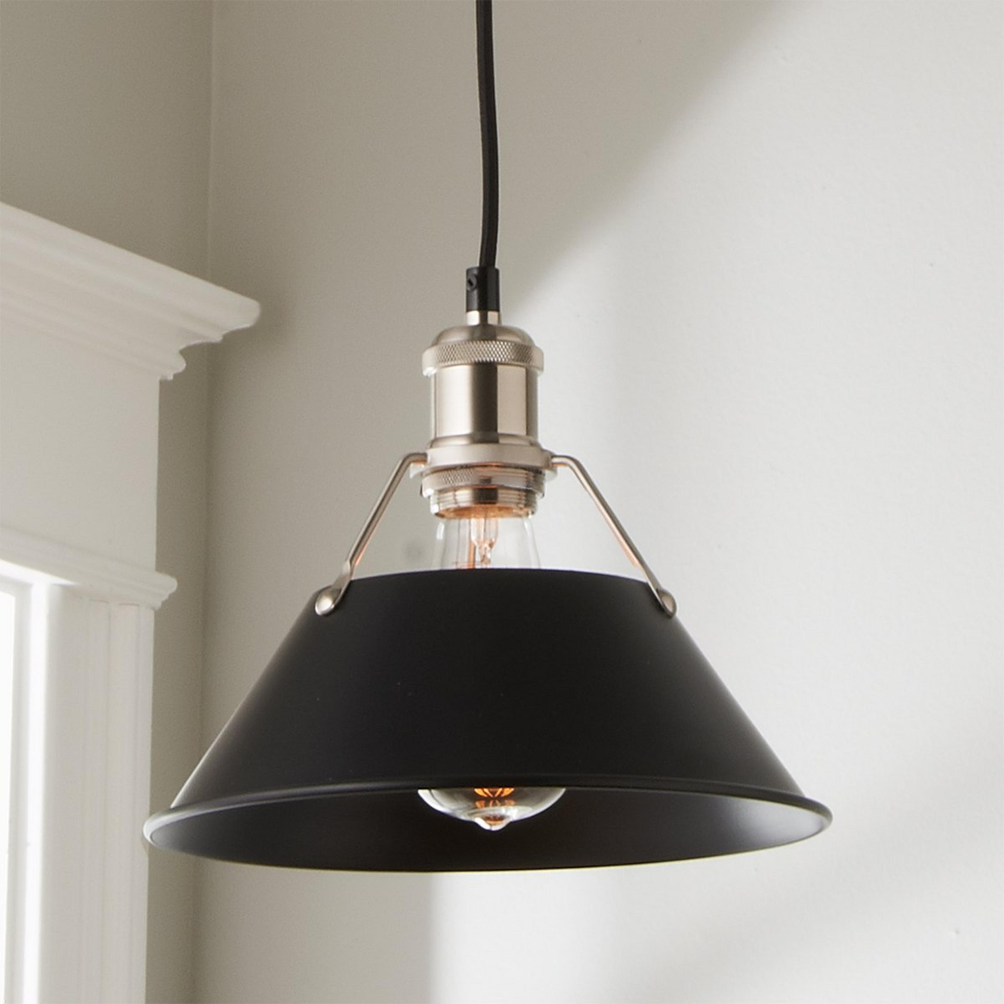 A Truncated Cone Shade Pendant - Small with Pewter / Black color