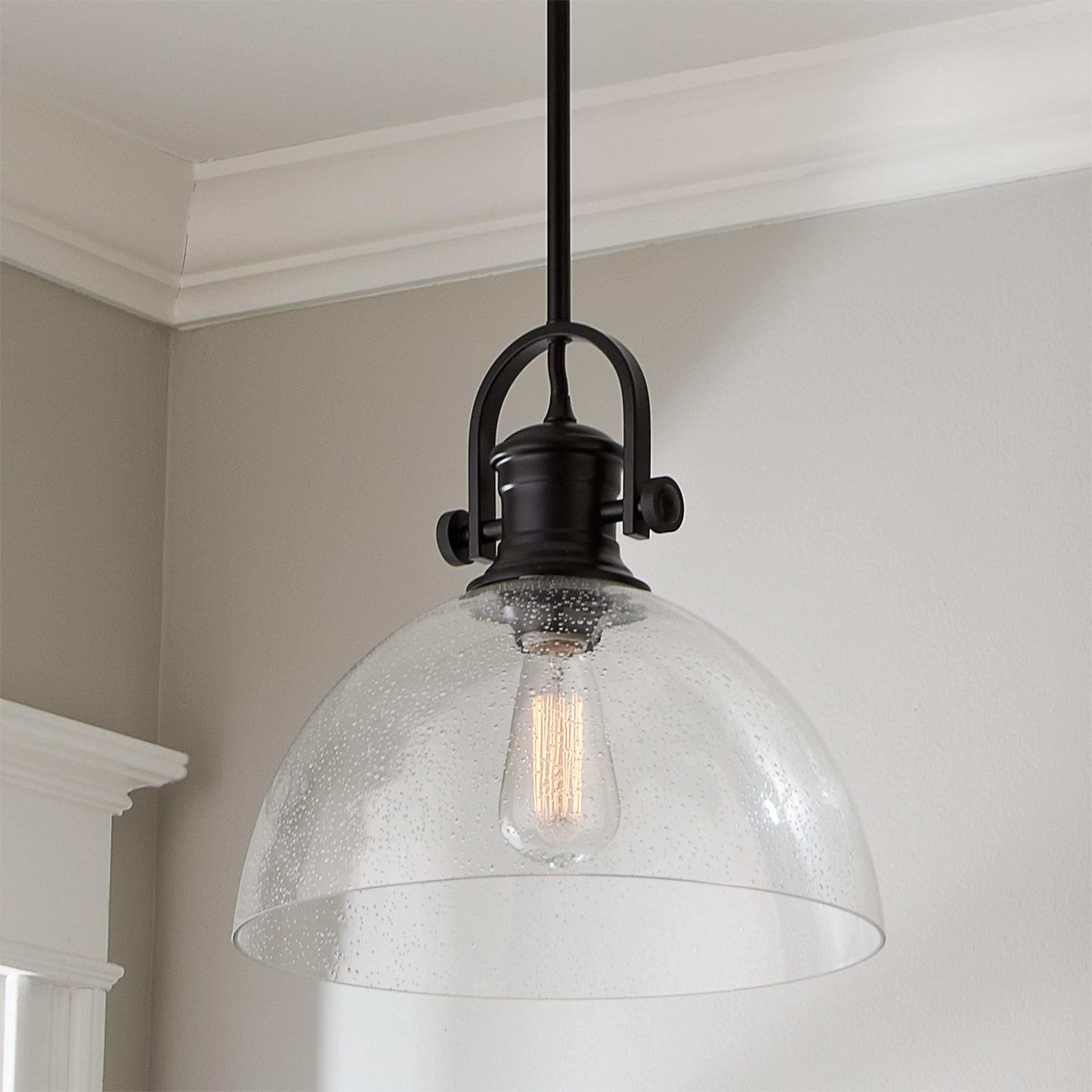 A Gwynn Isle Dome Pendant with Black / Clear Seeded Glass color