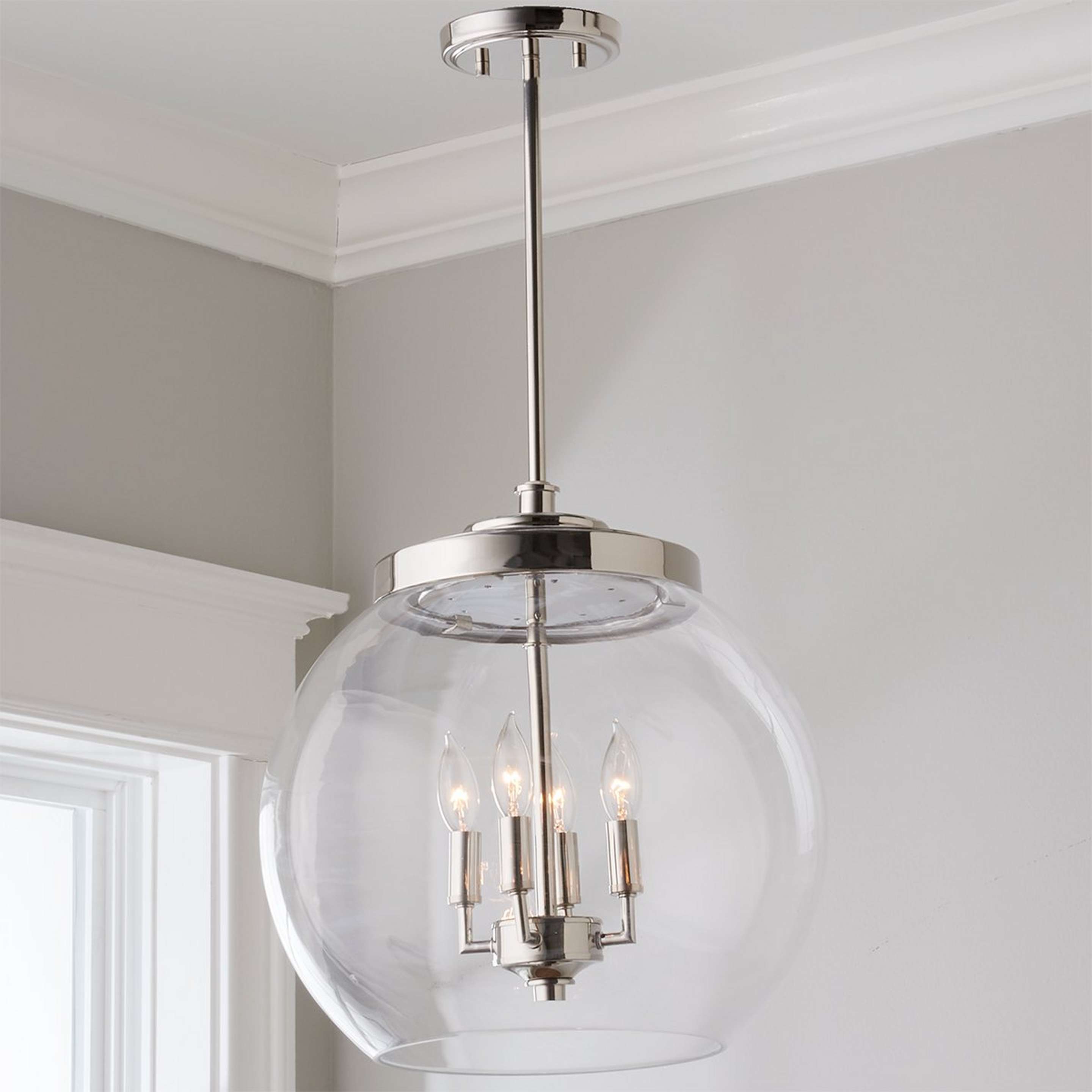 A Volta Glass Pendant - 4 Light with Polished Nickel / Clear color