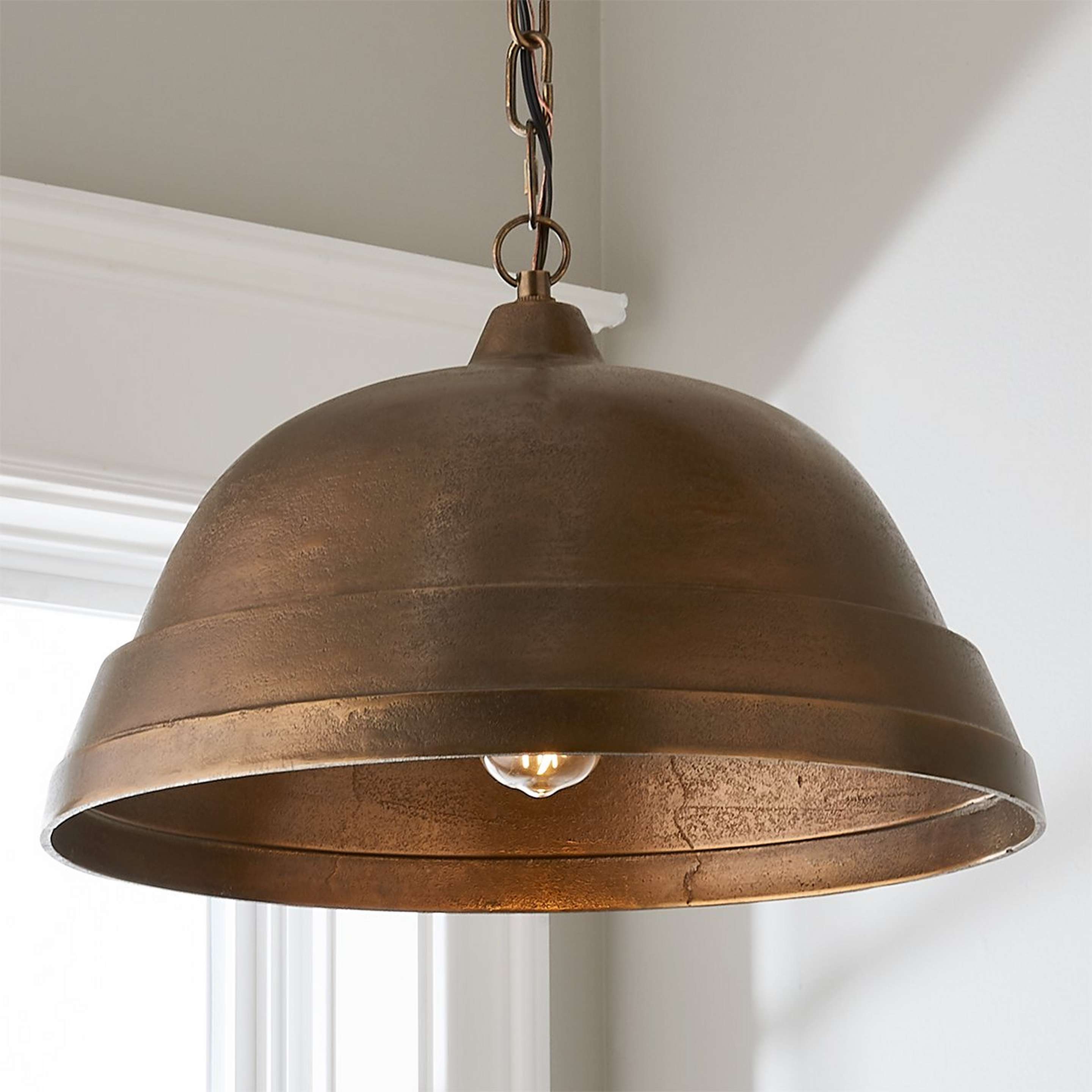 A Fire and Earth Pendant - Dome - Medium with Oxidized Brass color