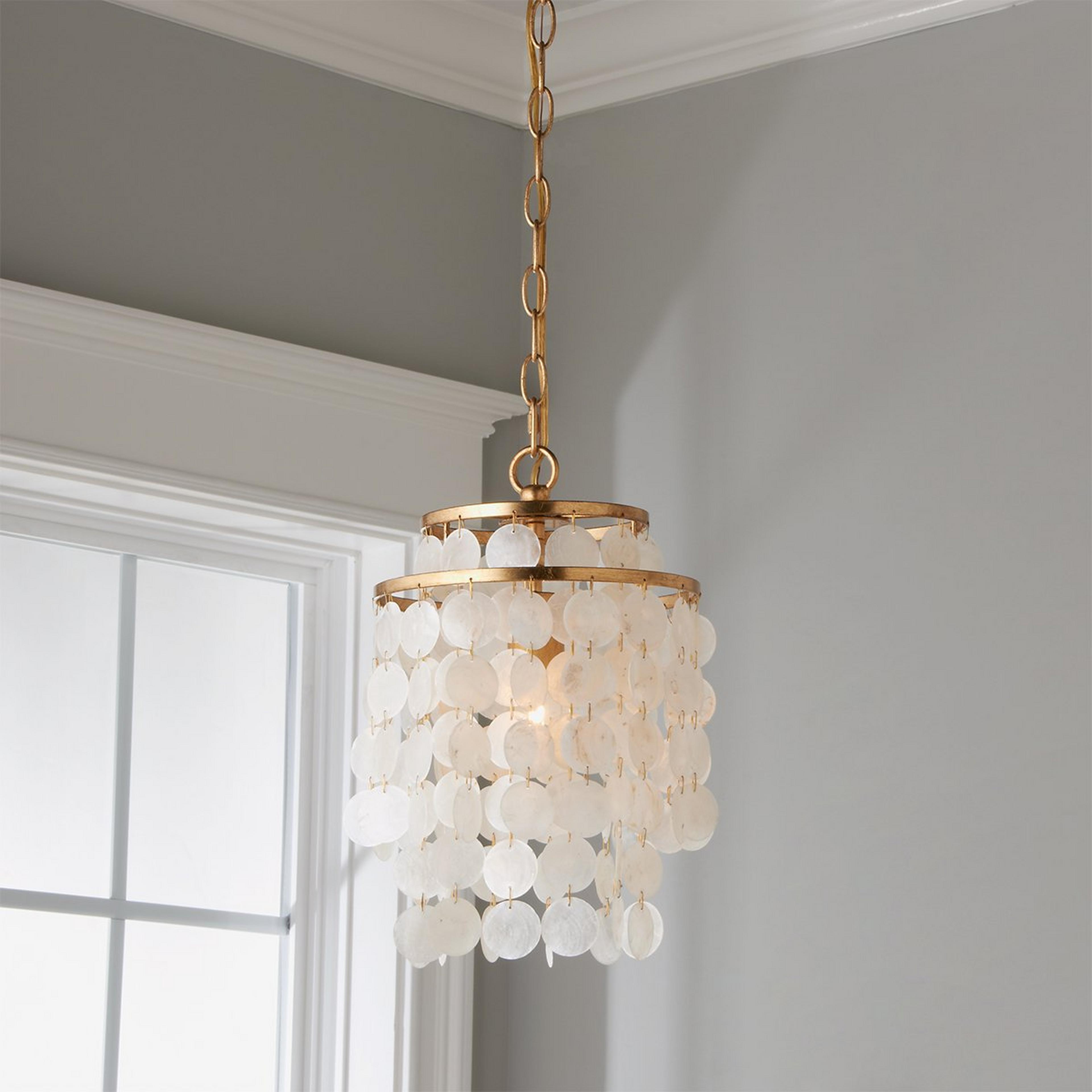 A Elegant Capiz Shell Pendant with White with Antique Gold color