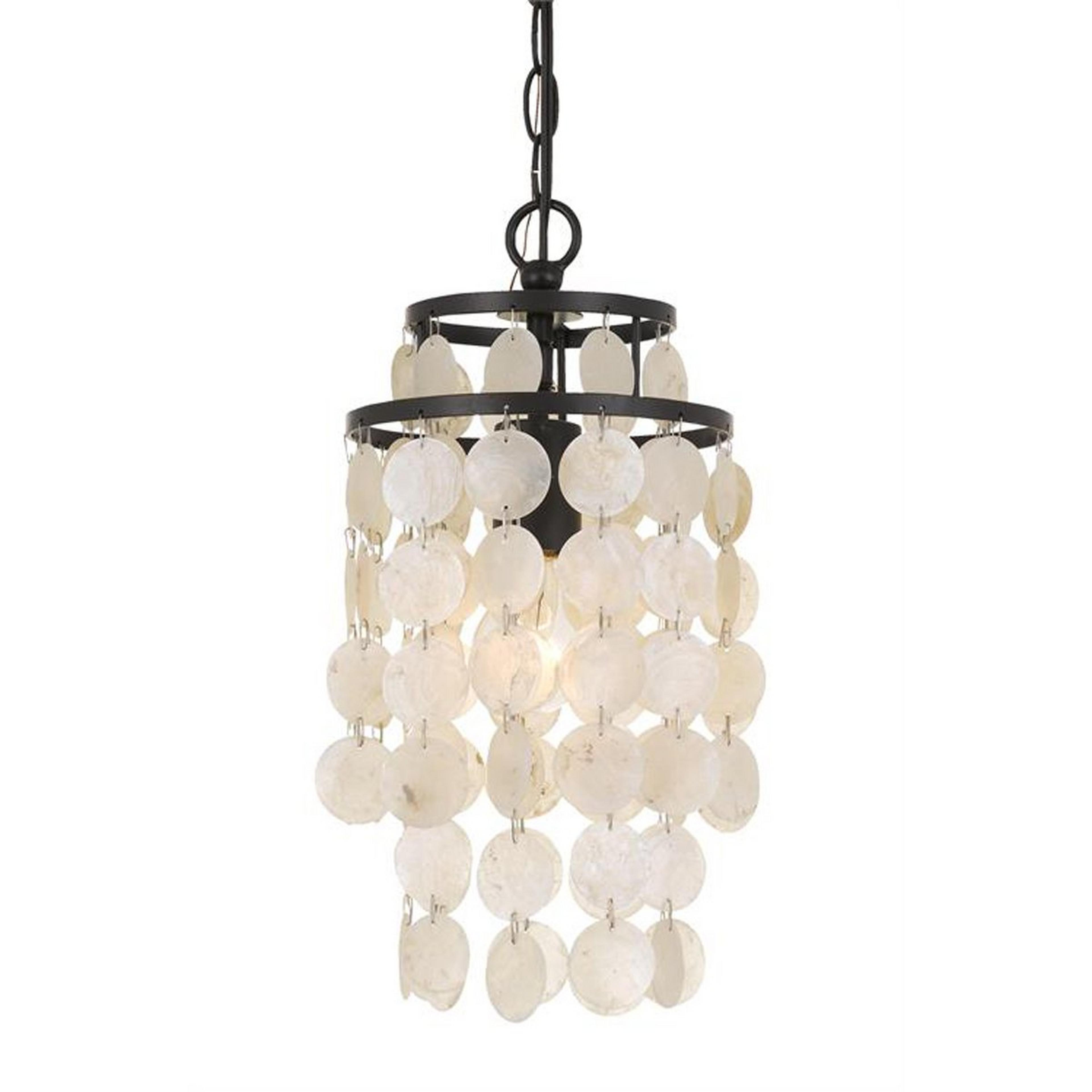 A Elegant Capiz Shell Mini Pendant with Bronze / White color
