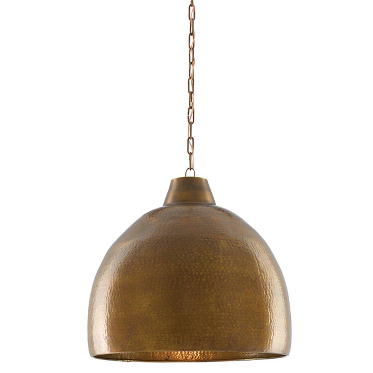 Vintage Brass Hammered Brass Oversized Dome Pendant