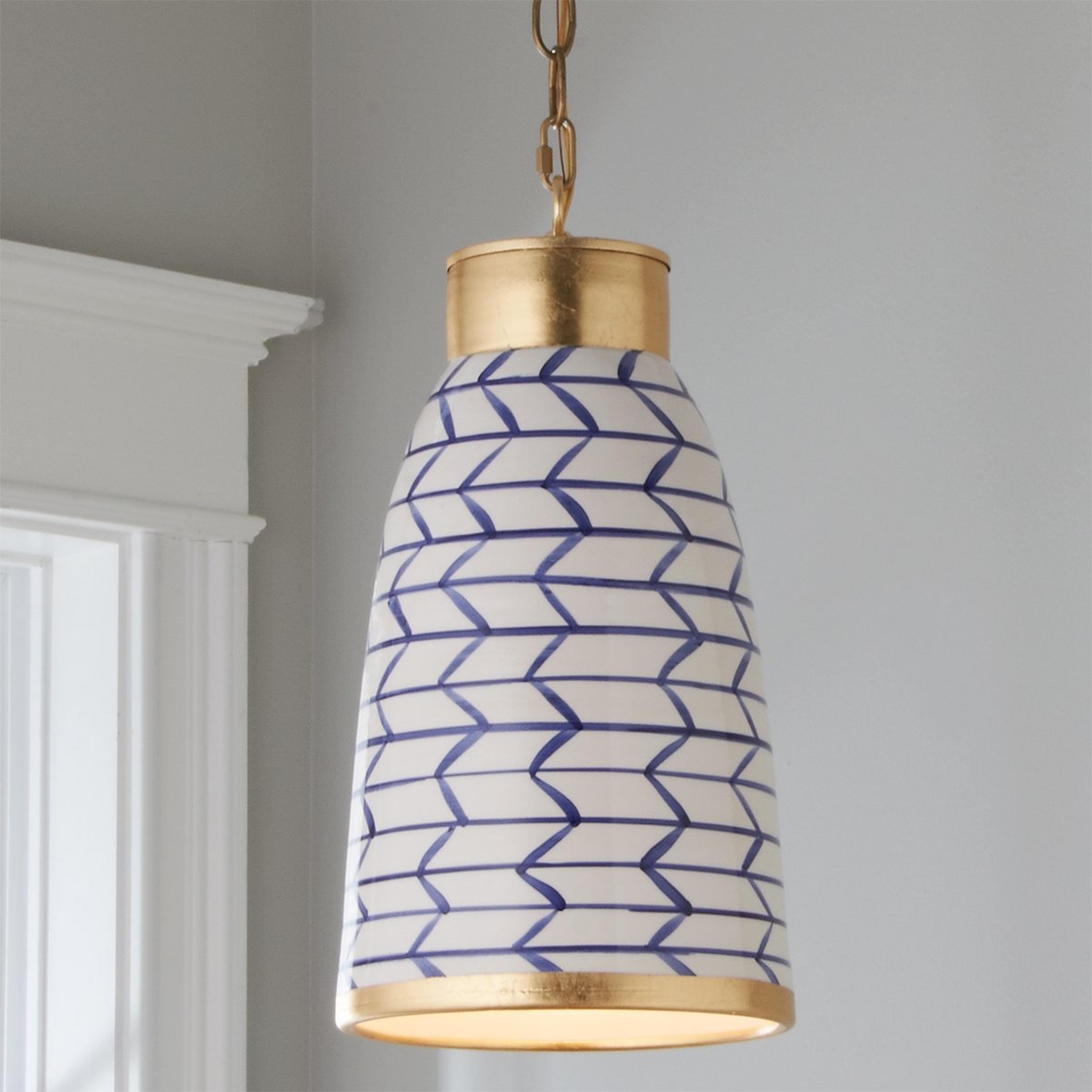 A Aegean Ceramic Pendant - Large with Gold / White / Blue  color