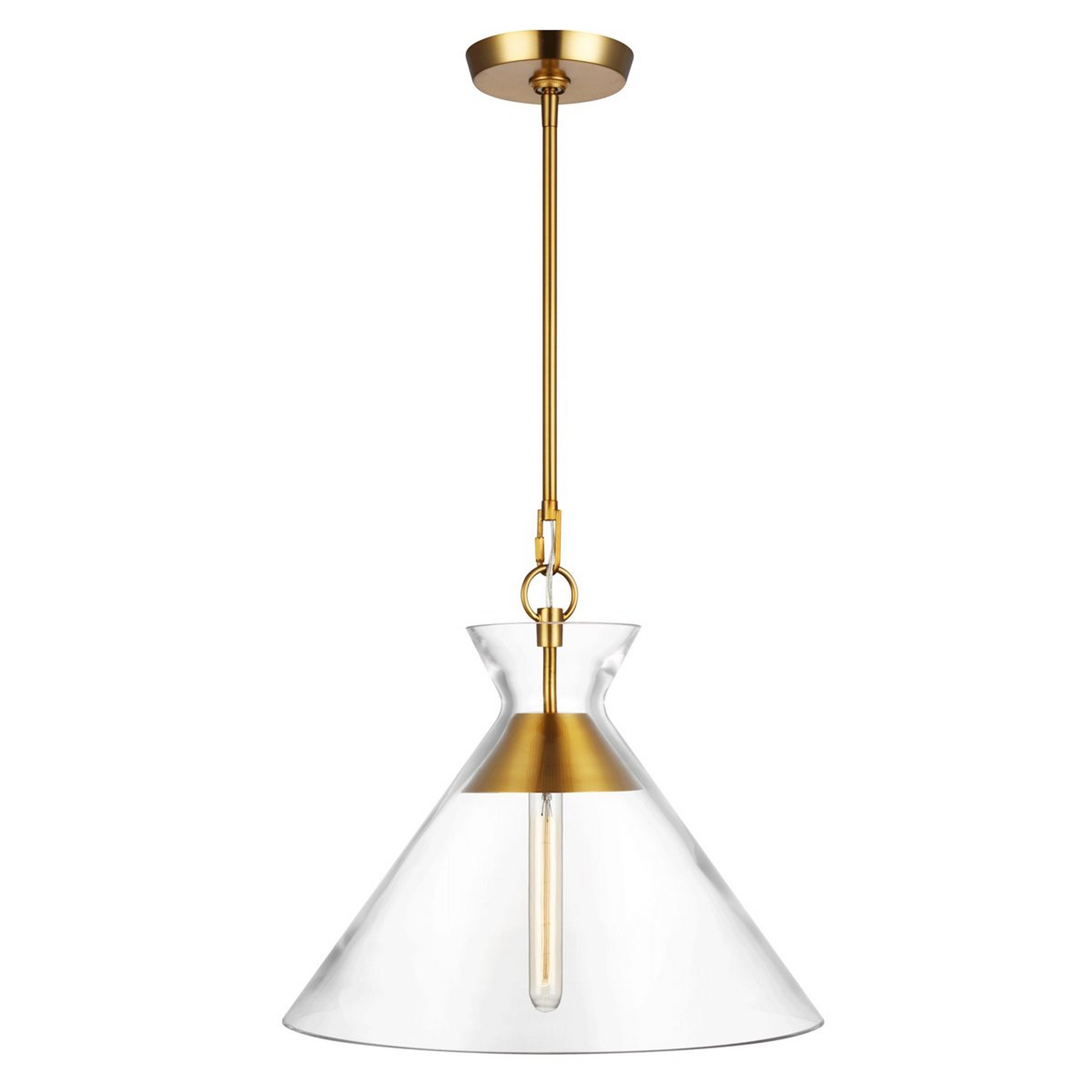 A Laboratory Lux Pendant - Large with Burnished Brass / Clear color