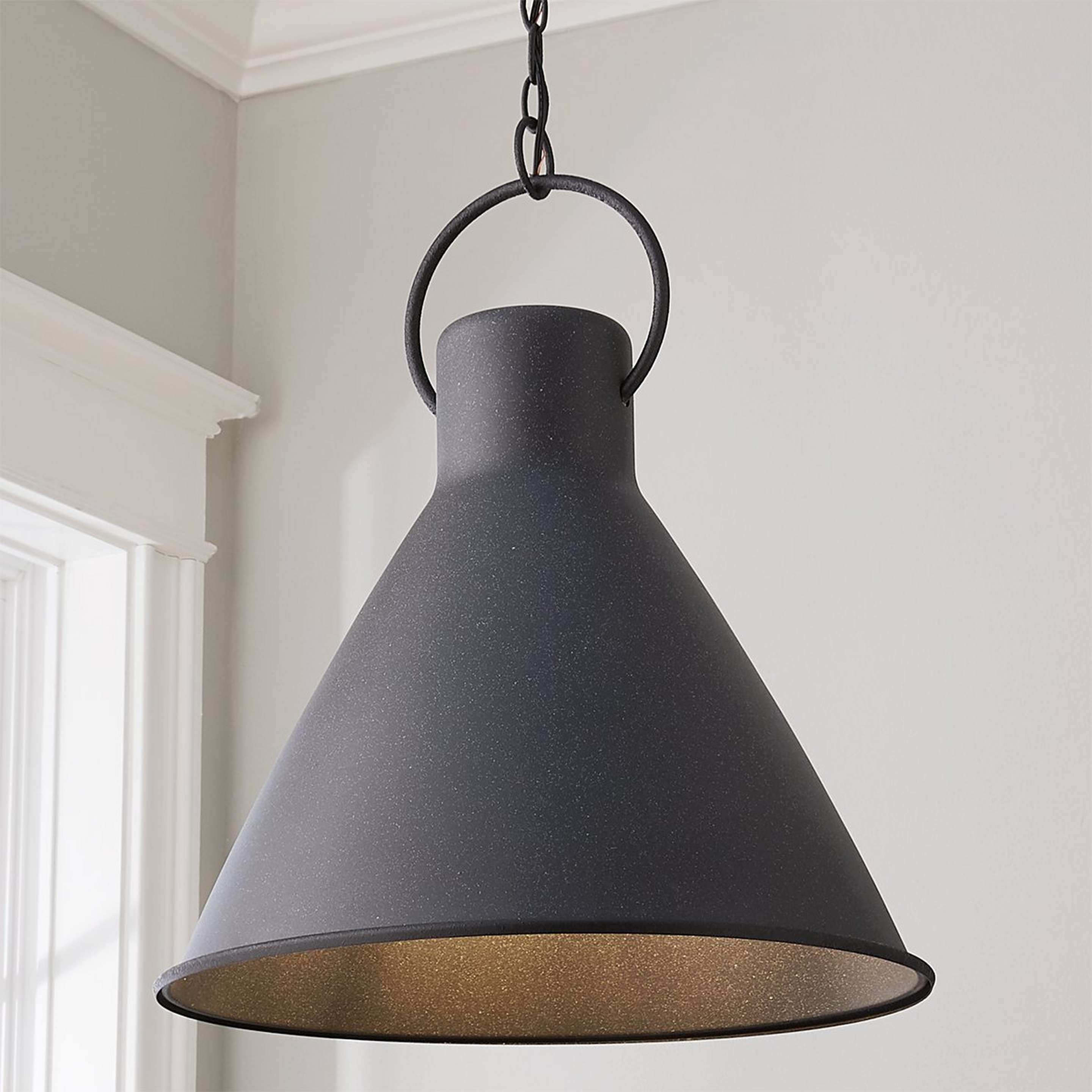 A Cowbell Chic Pendant - Large with Aged Zinc / Black color