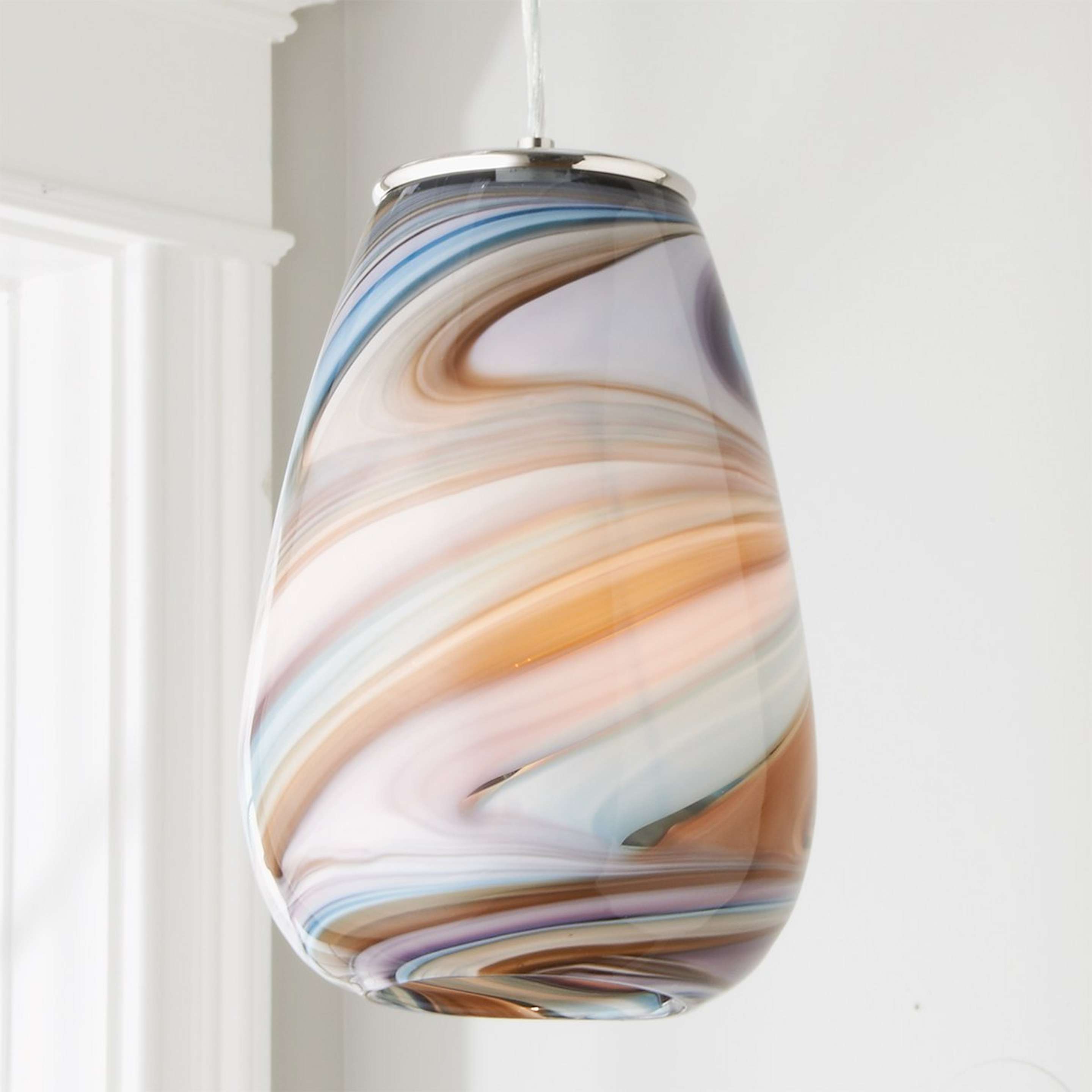 A Warm Purple Wave Pendant with Chrome / Purple / Blue / Amber color