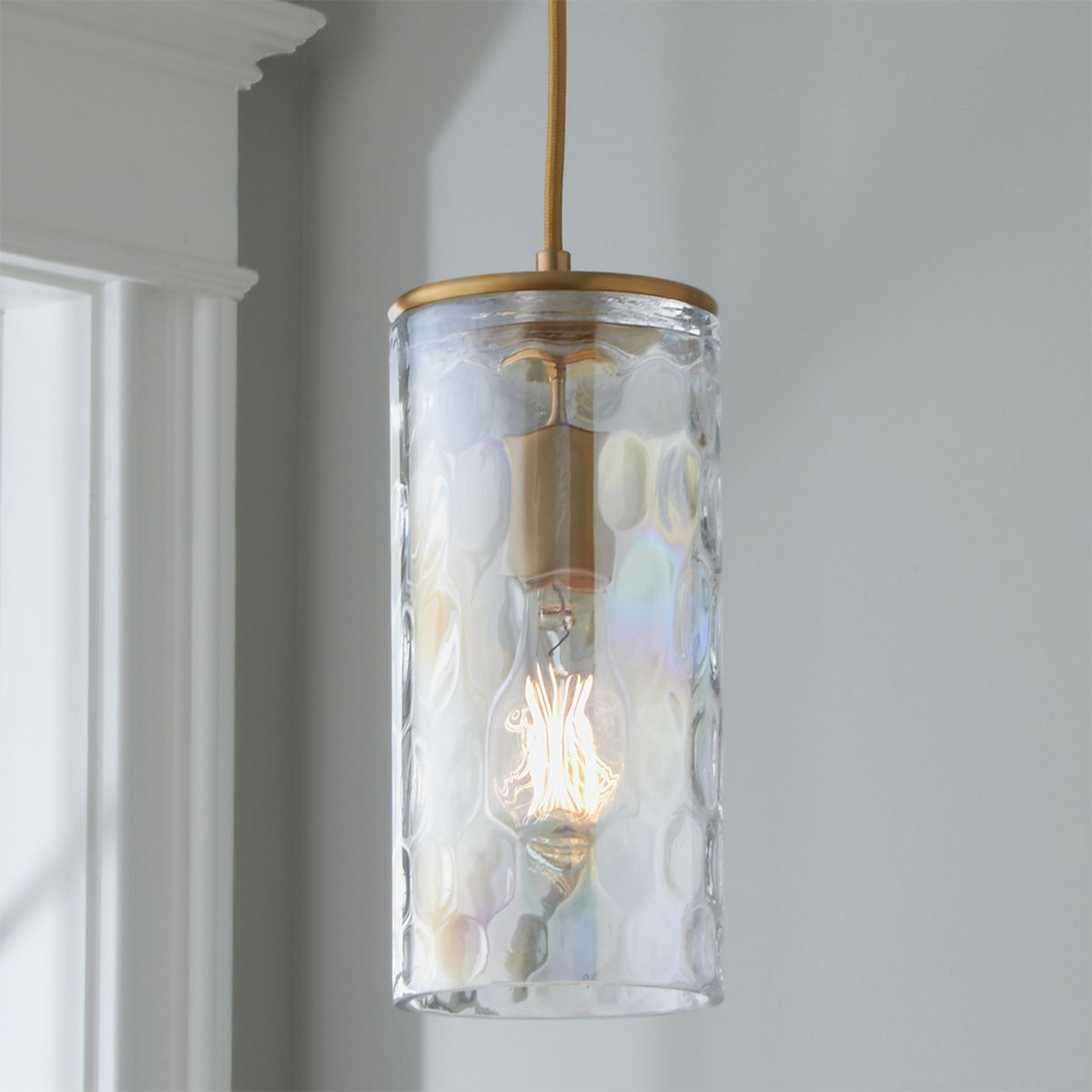 A Iris Cylinder Pendant with Brass / Iridescent Clear  color