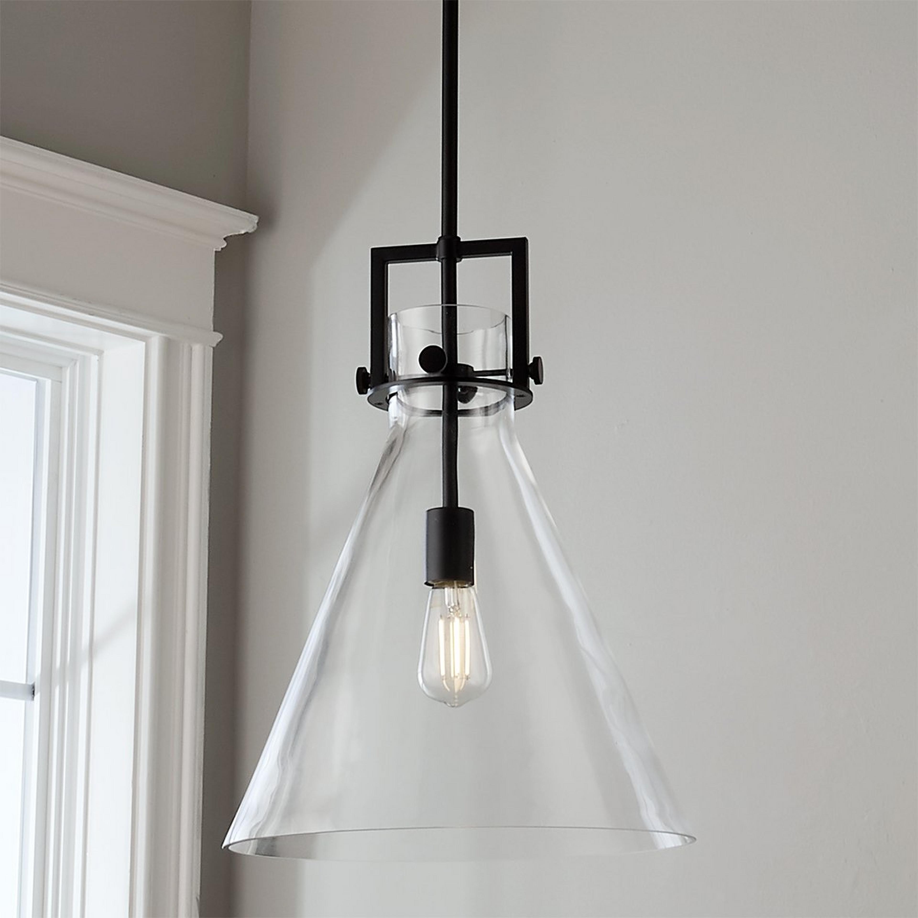 A Urban Beaker Pendant - Medium with Black / Clear Glass color