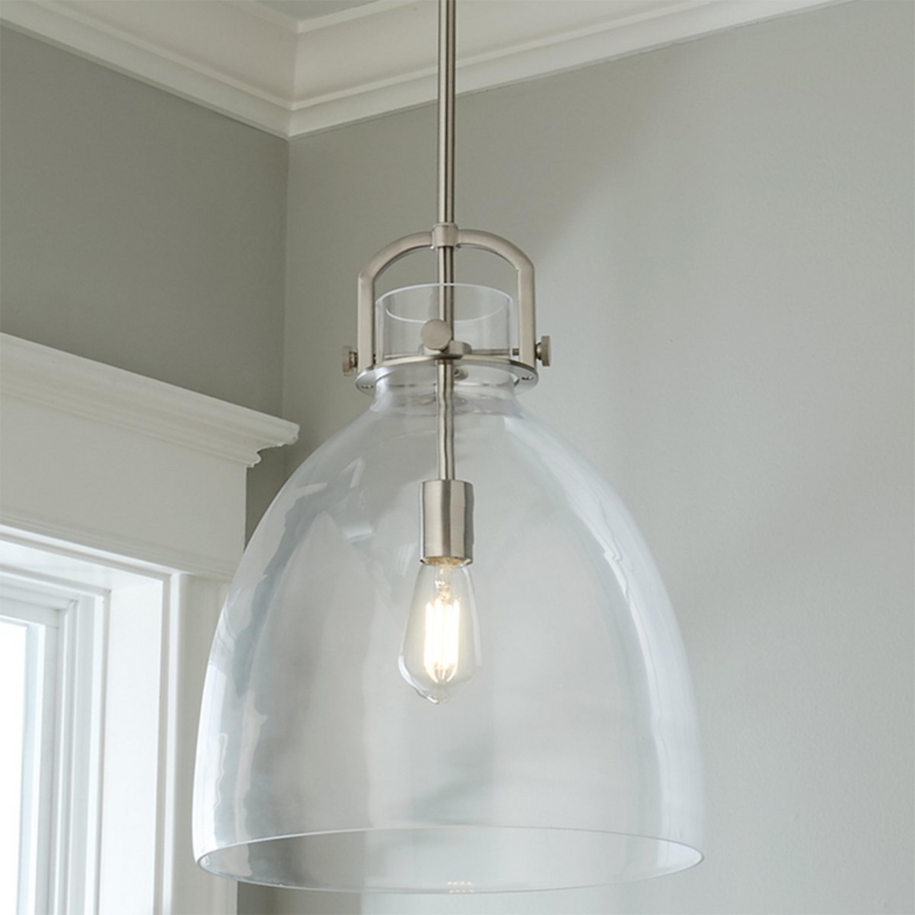 A Urban Dome Pendant - Medium with Satin Nickel / Clear Glass color