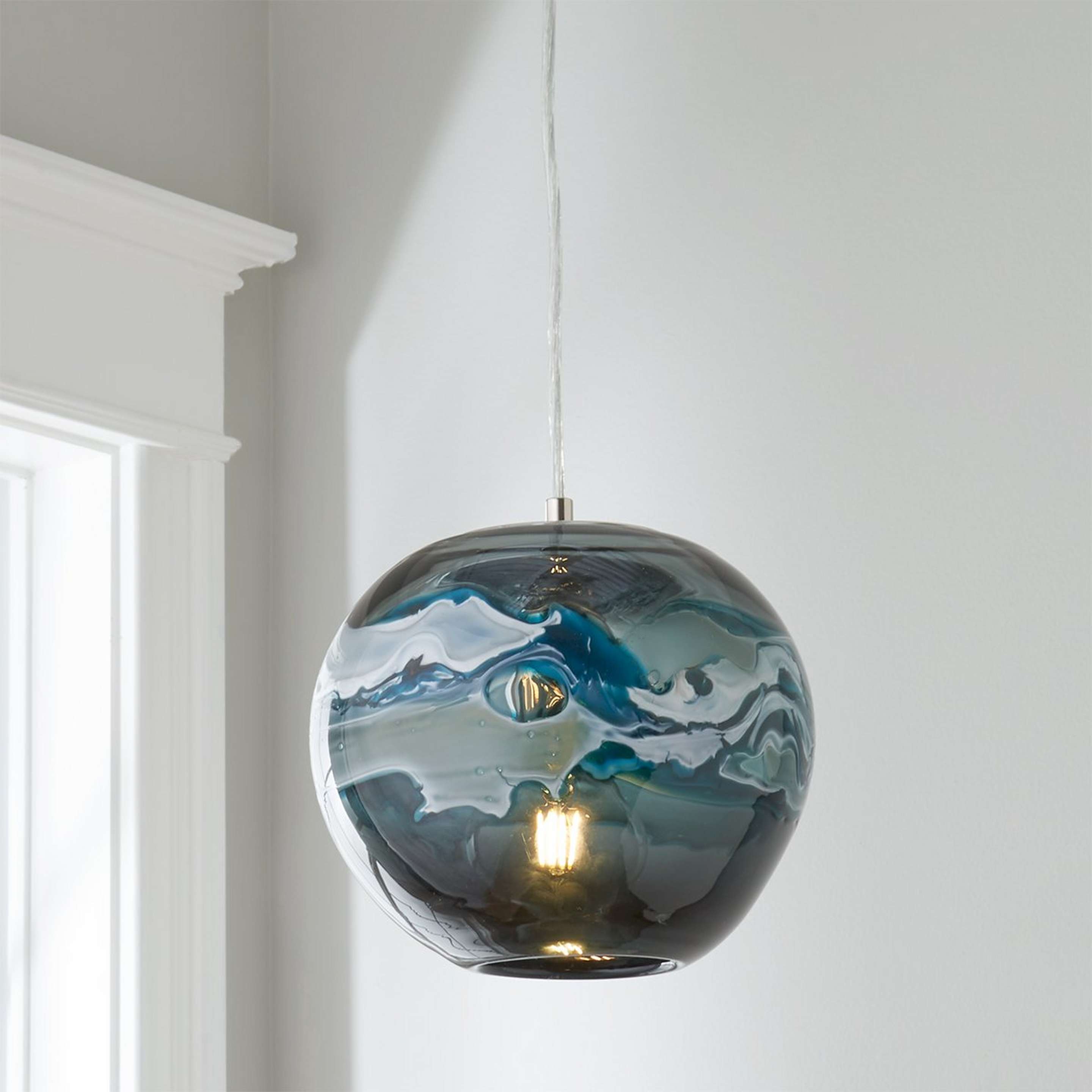 A Great Wave Pendant - Small with Chrome / Blue / White color