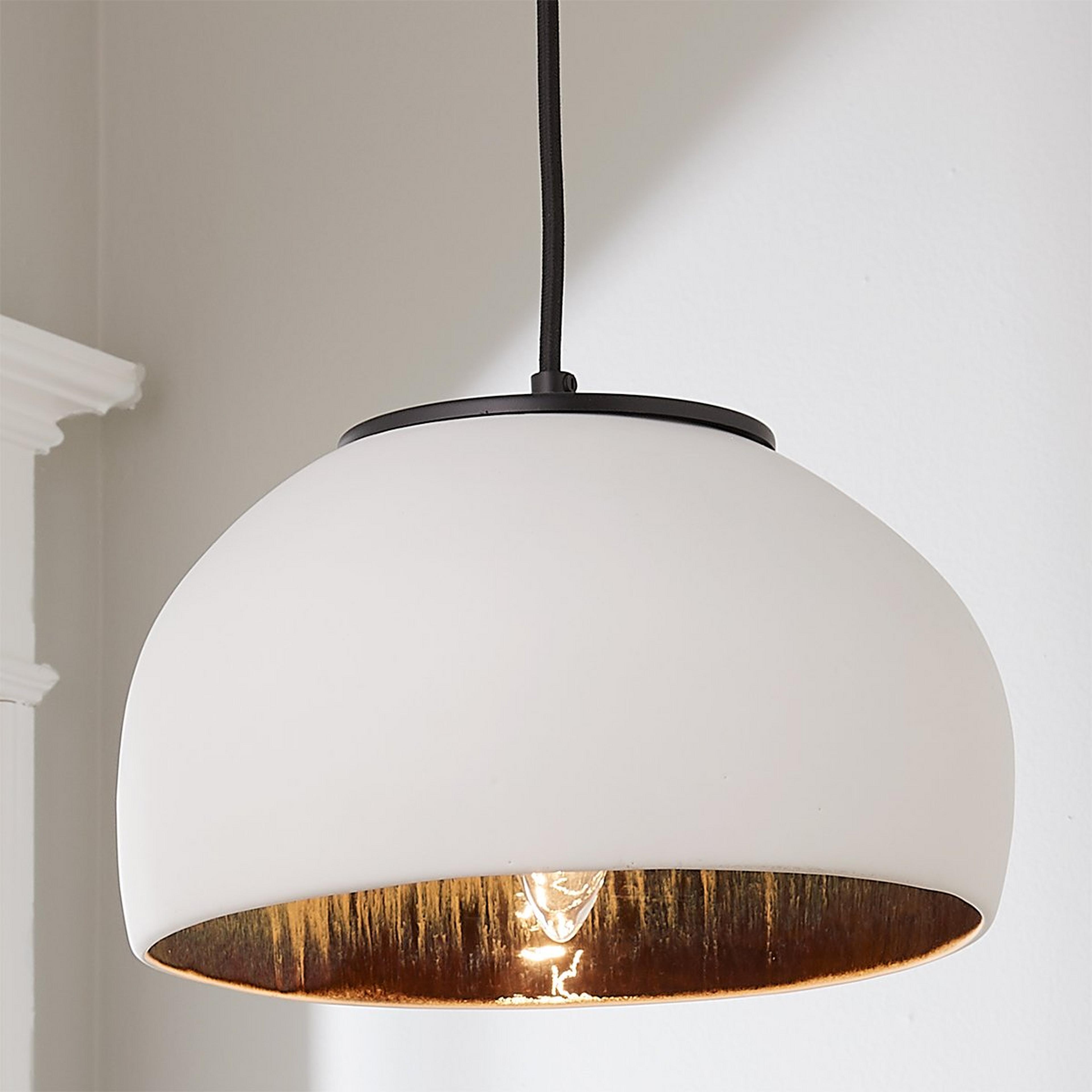 A Iris Bisque Pendant - Medium with Black / White Bisque / Blue and Green Glaze  color