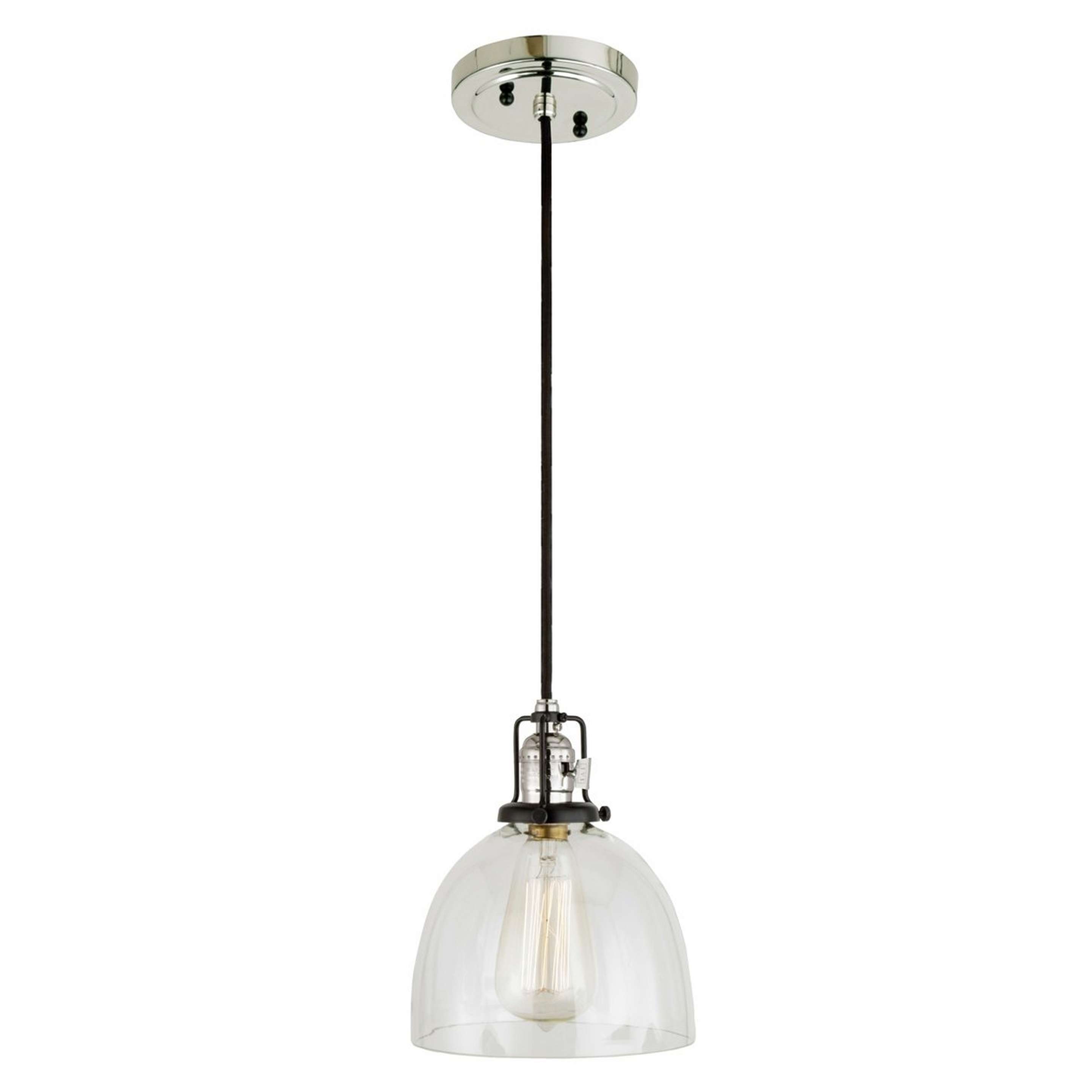 A Bryce Pendant - Dome Clear with Polished Nickel / Black / Clear color