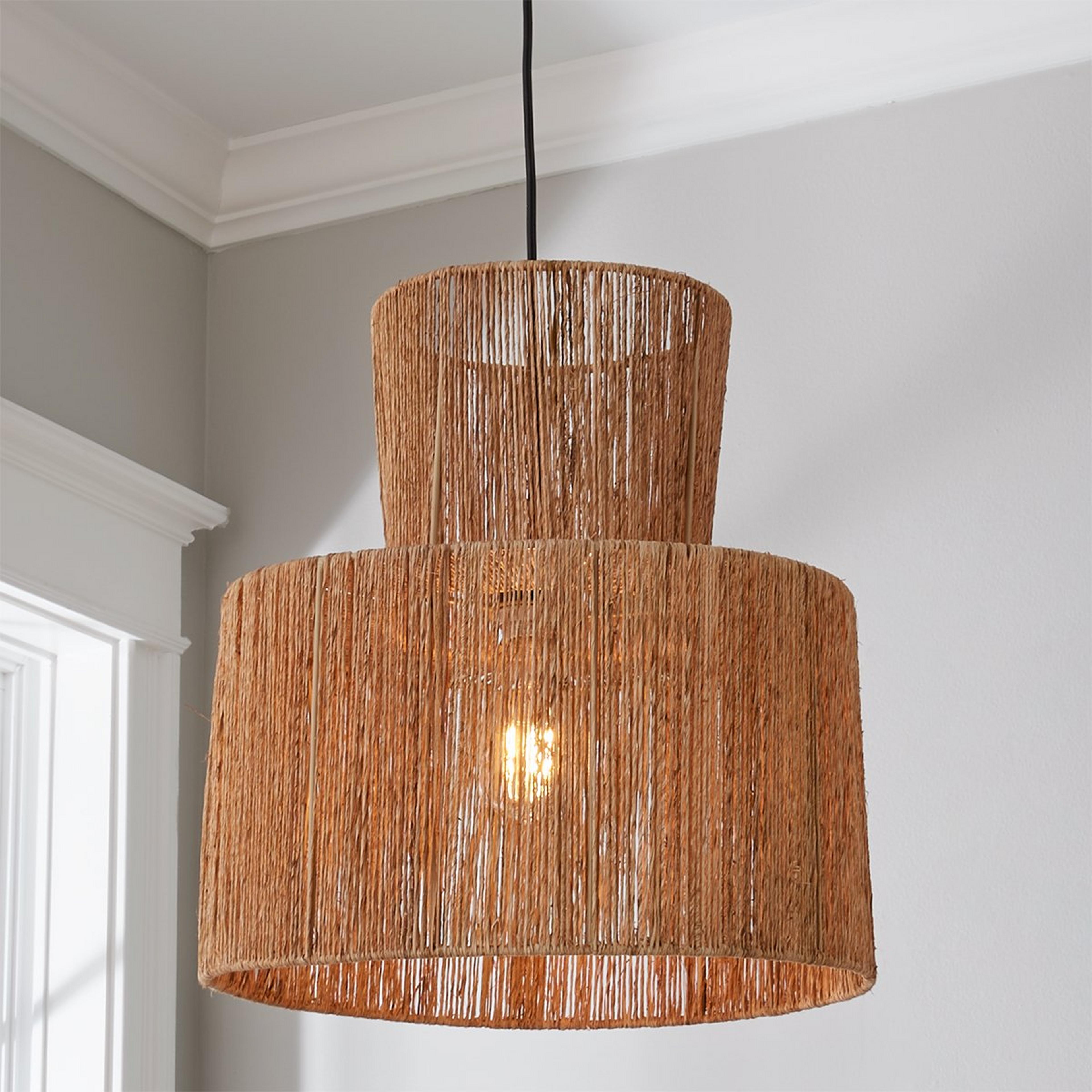 A Seychelles Pendant - Drum with Black /  Natural Jute color