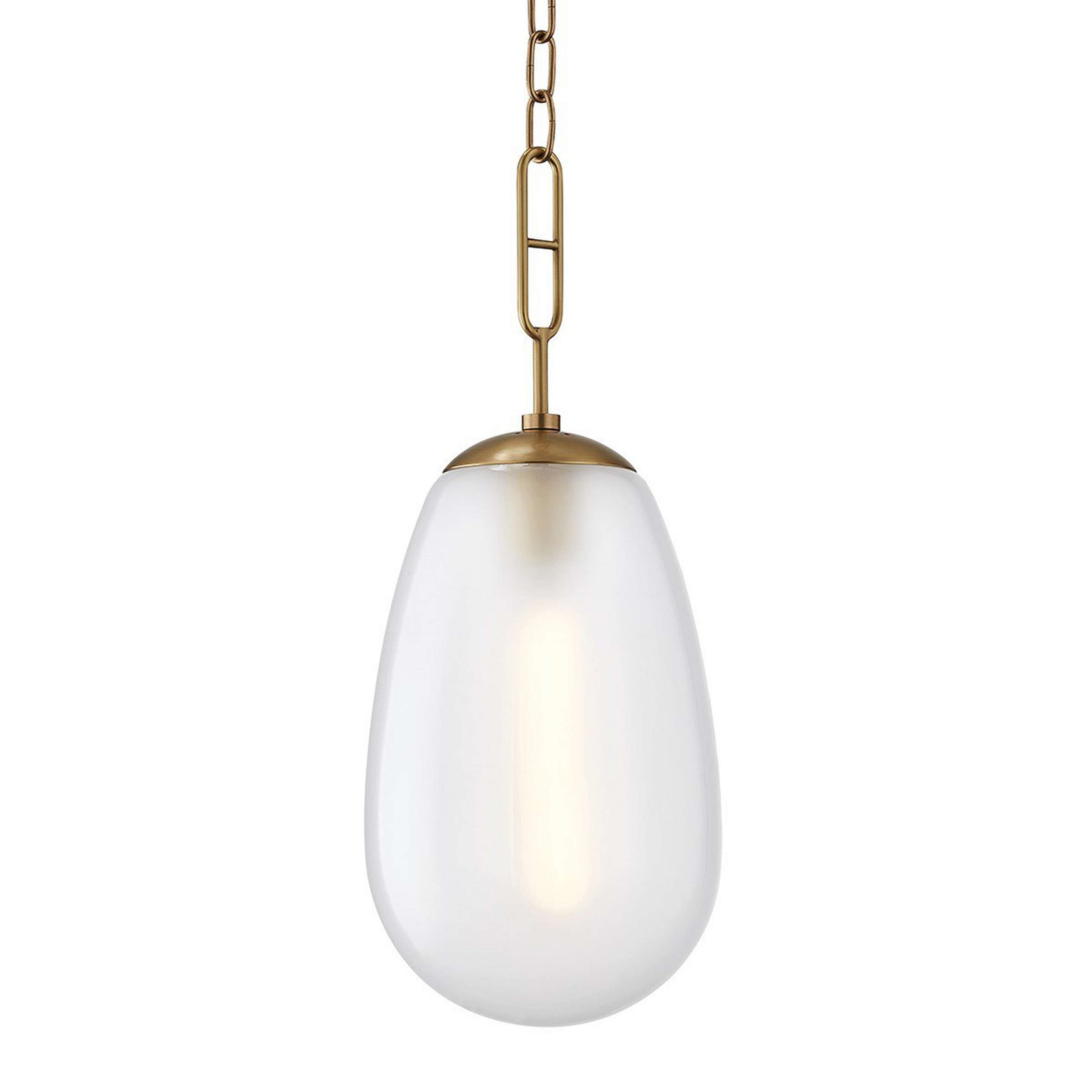 A Egg Drop Pendant with Aged Brass / Frosted Glass color