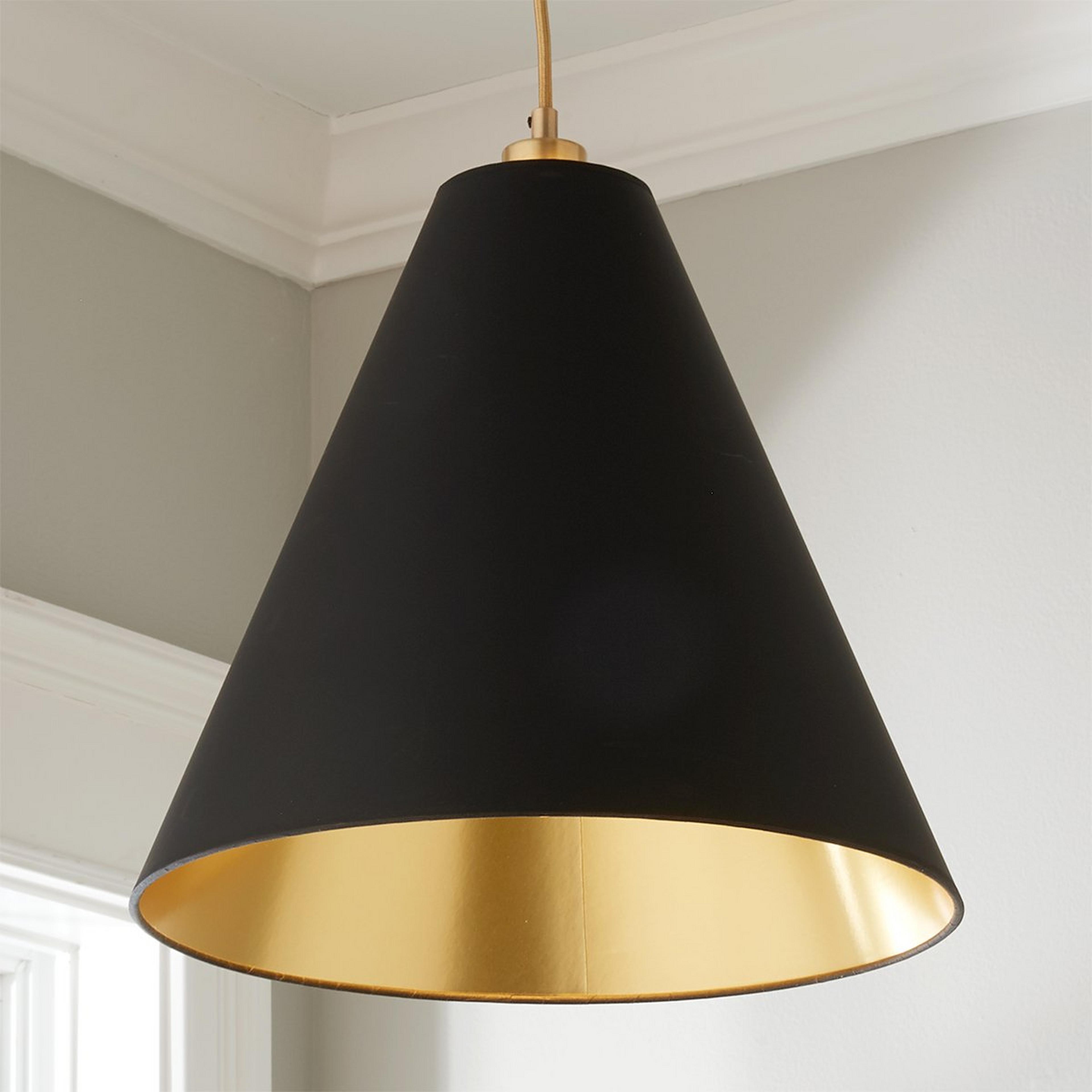 A Paper Cone Pendant with Brass / Black / Gold color