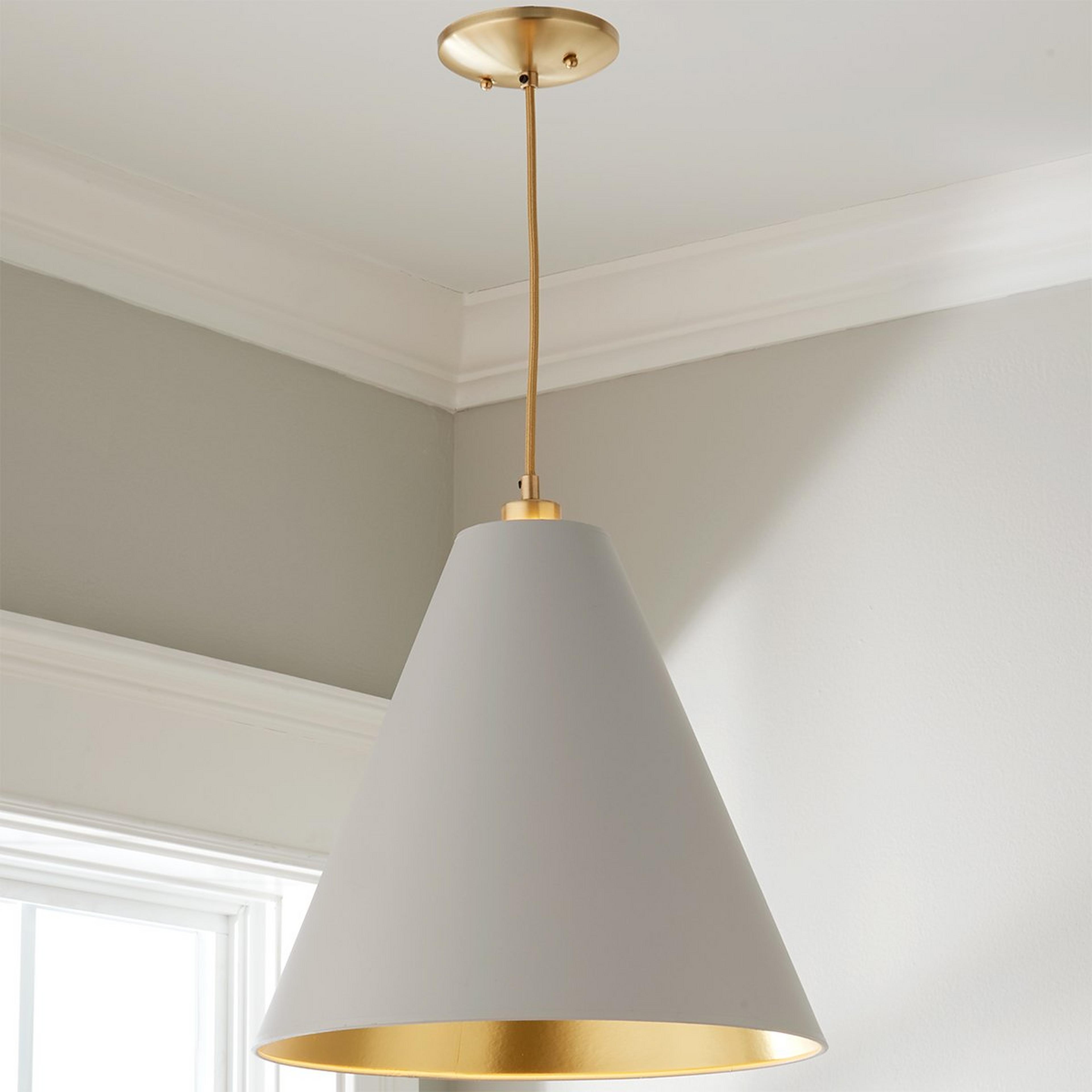 A Paper Cone Pendant with Brass / Gray / Gold  color
