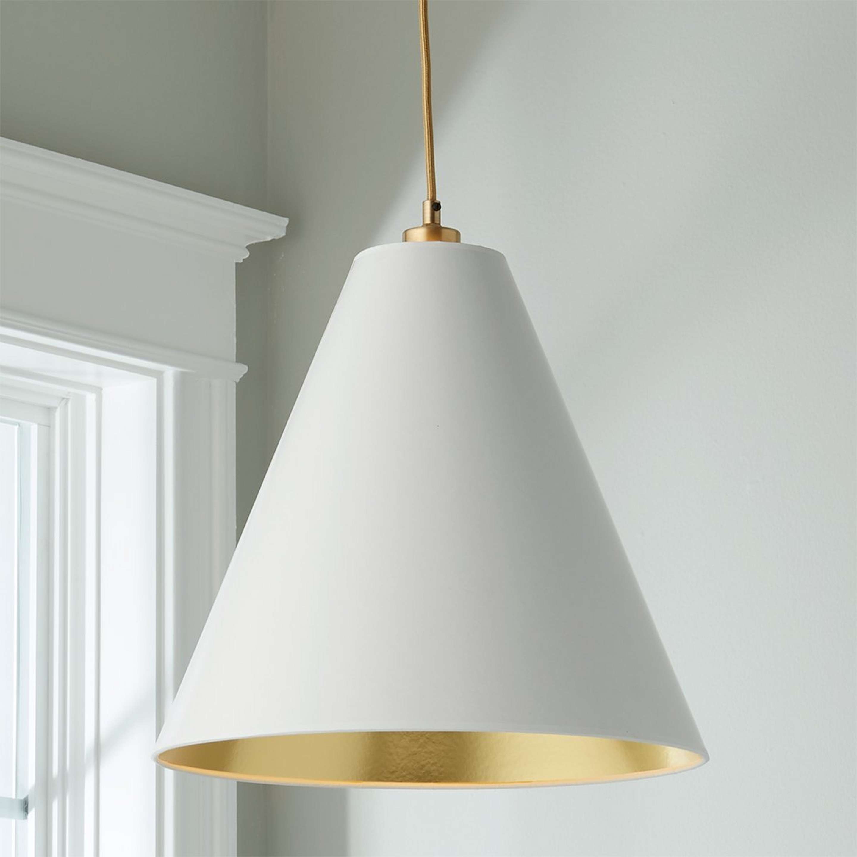A Paper Cone Pendant with Brass / White / Gold color