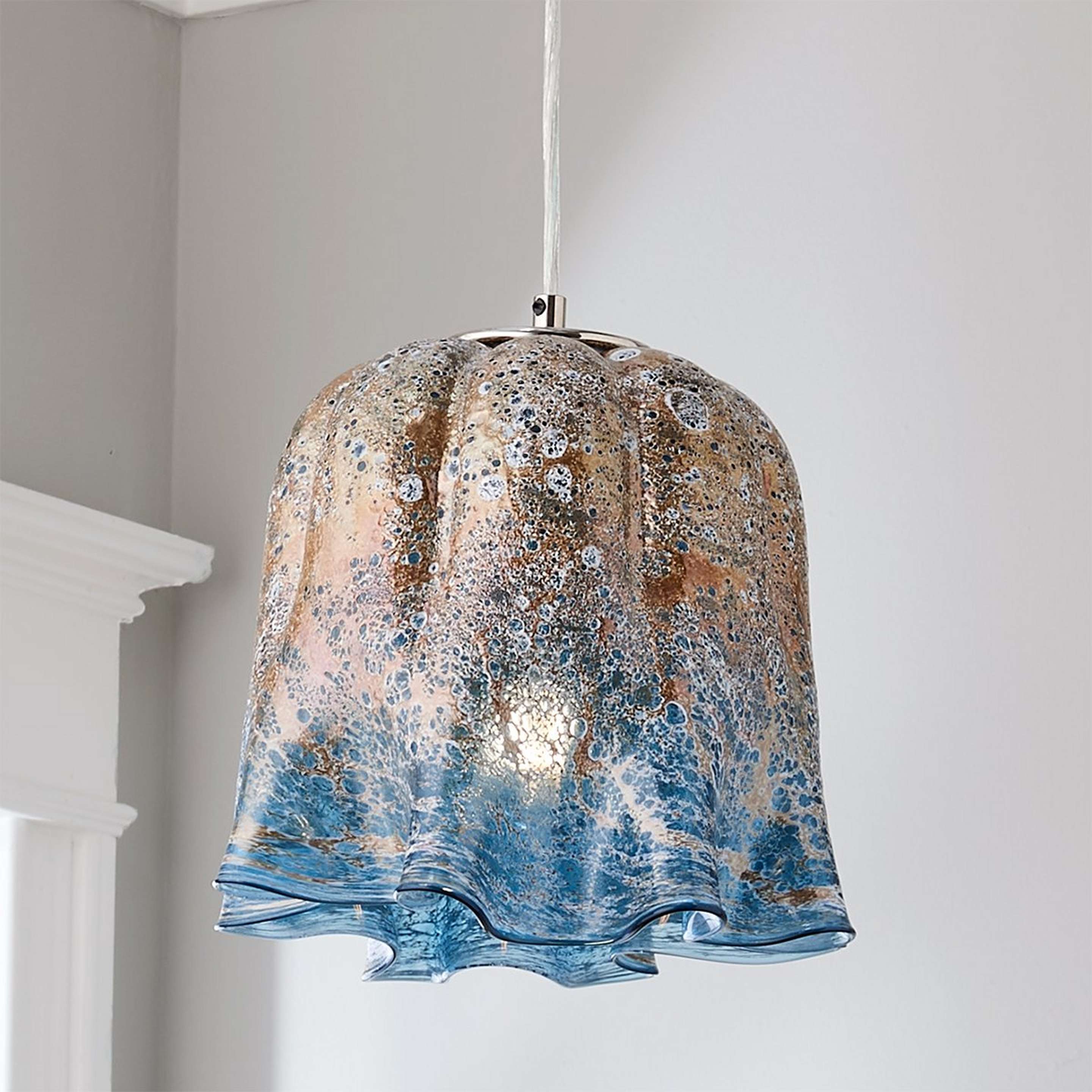 A Sea Spray Pendant - Large with Chrome / Blue / Sand color