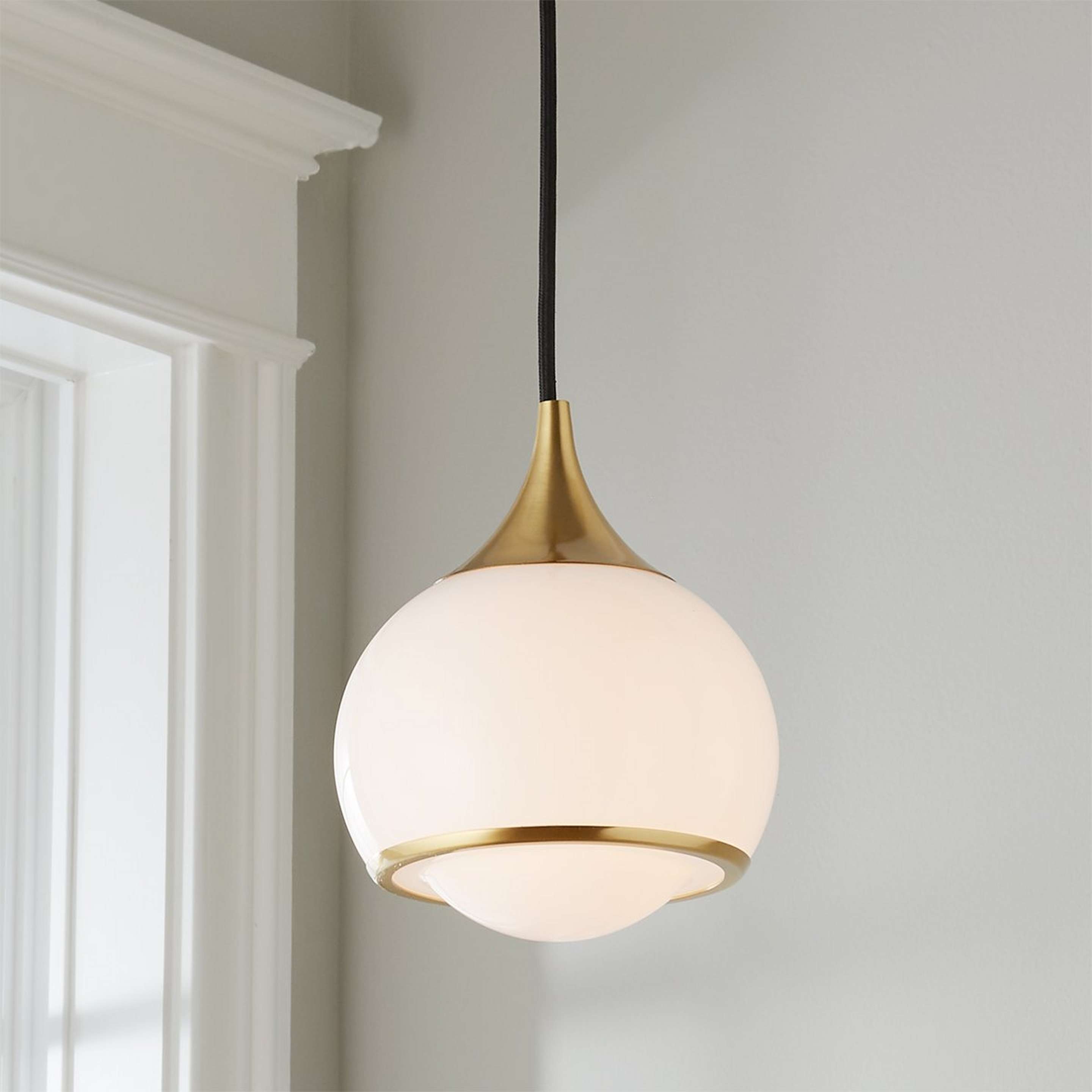 A Diner Drop Pendant - Small with Aged Brass / White Glass color