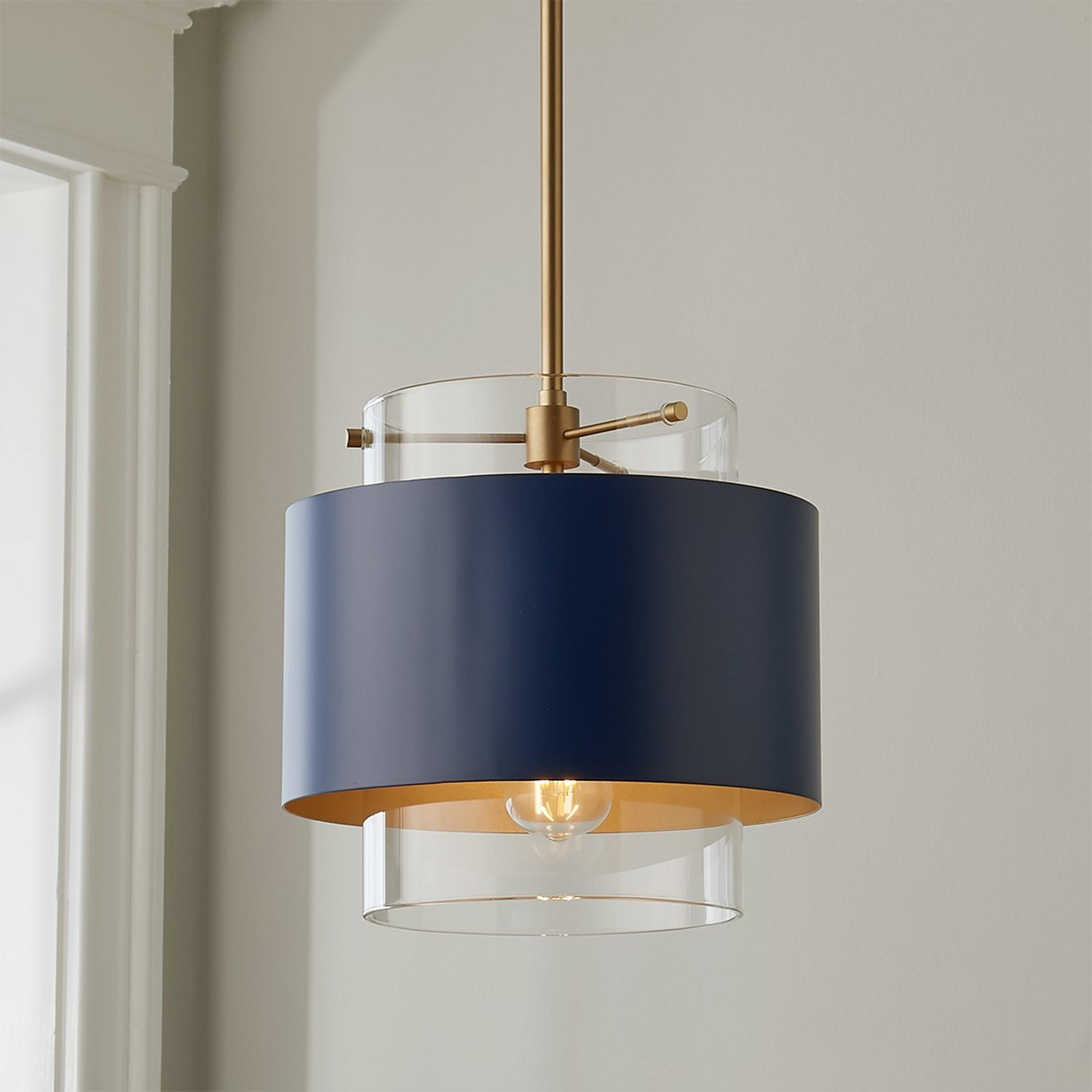 A Moda Glass Pendant with Aged Brass / Blue / Glass color