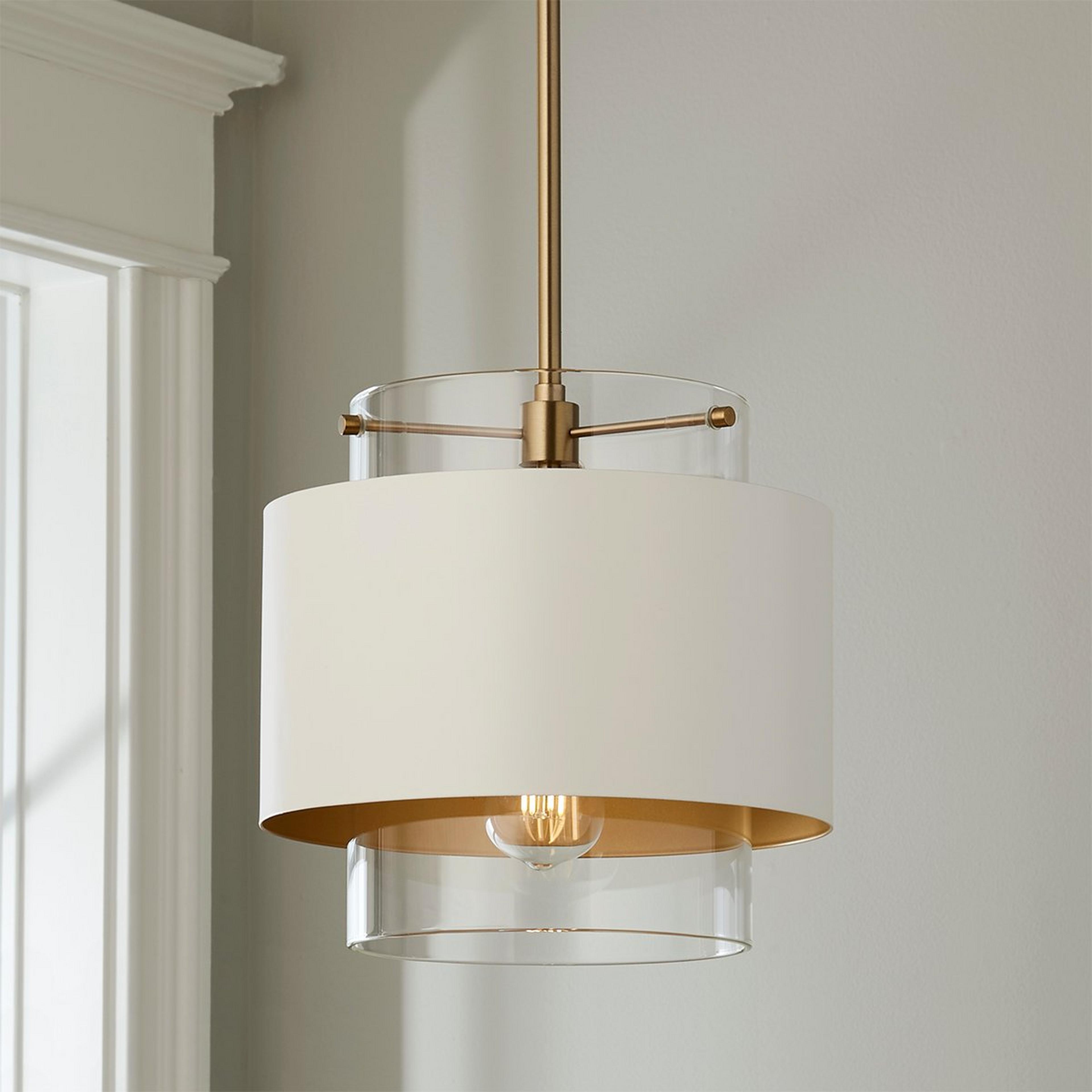 A Moda Glass Pendant with Aged Brass / White / Glass color