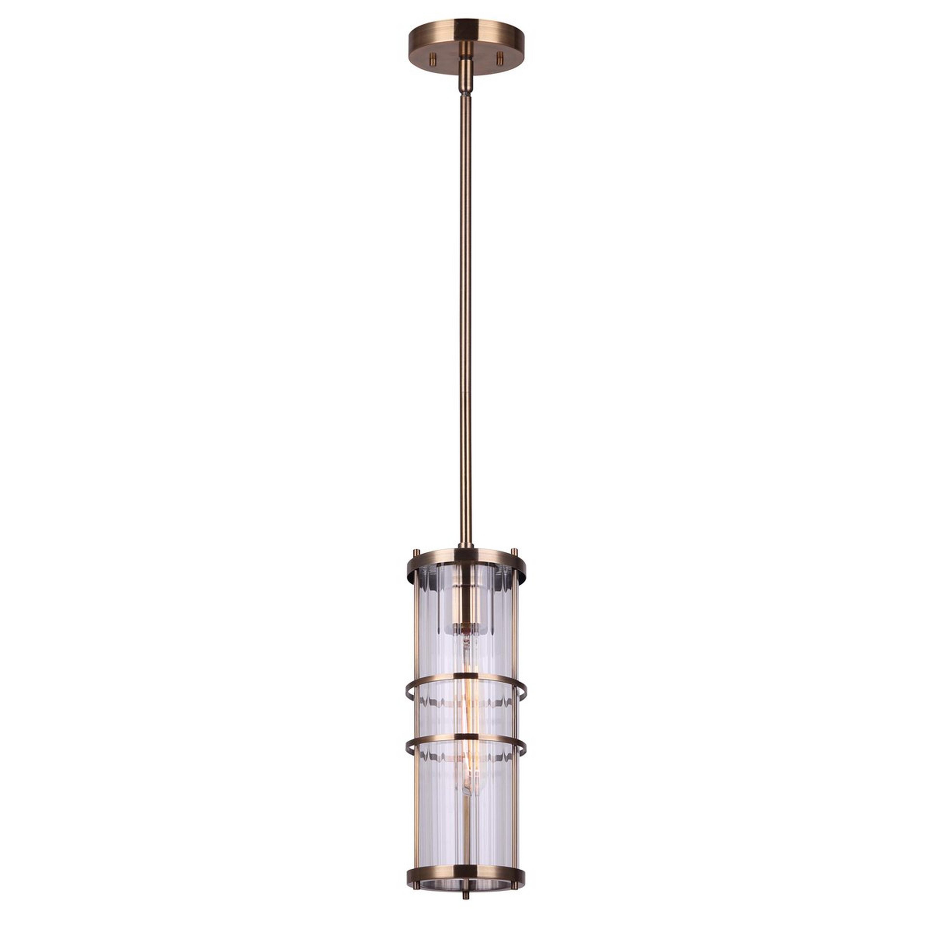 A Epsy Pendant with Gold / Ribbed Glass color
