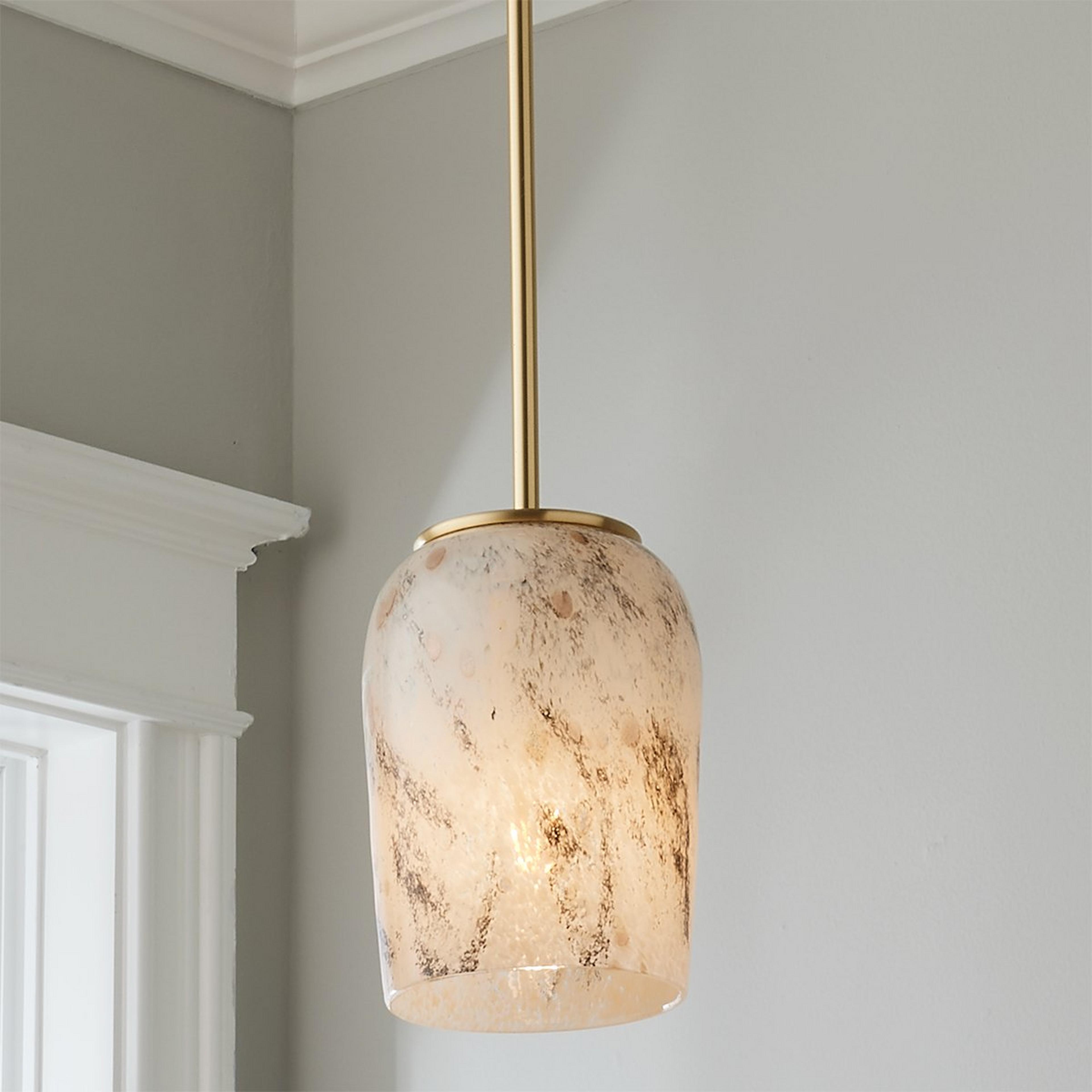 A Calico Art Glass Pendant with Brass / Tan / Gold / Black  color