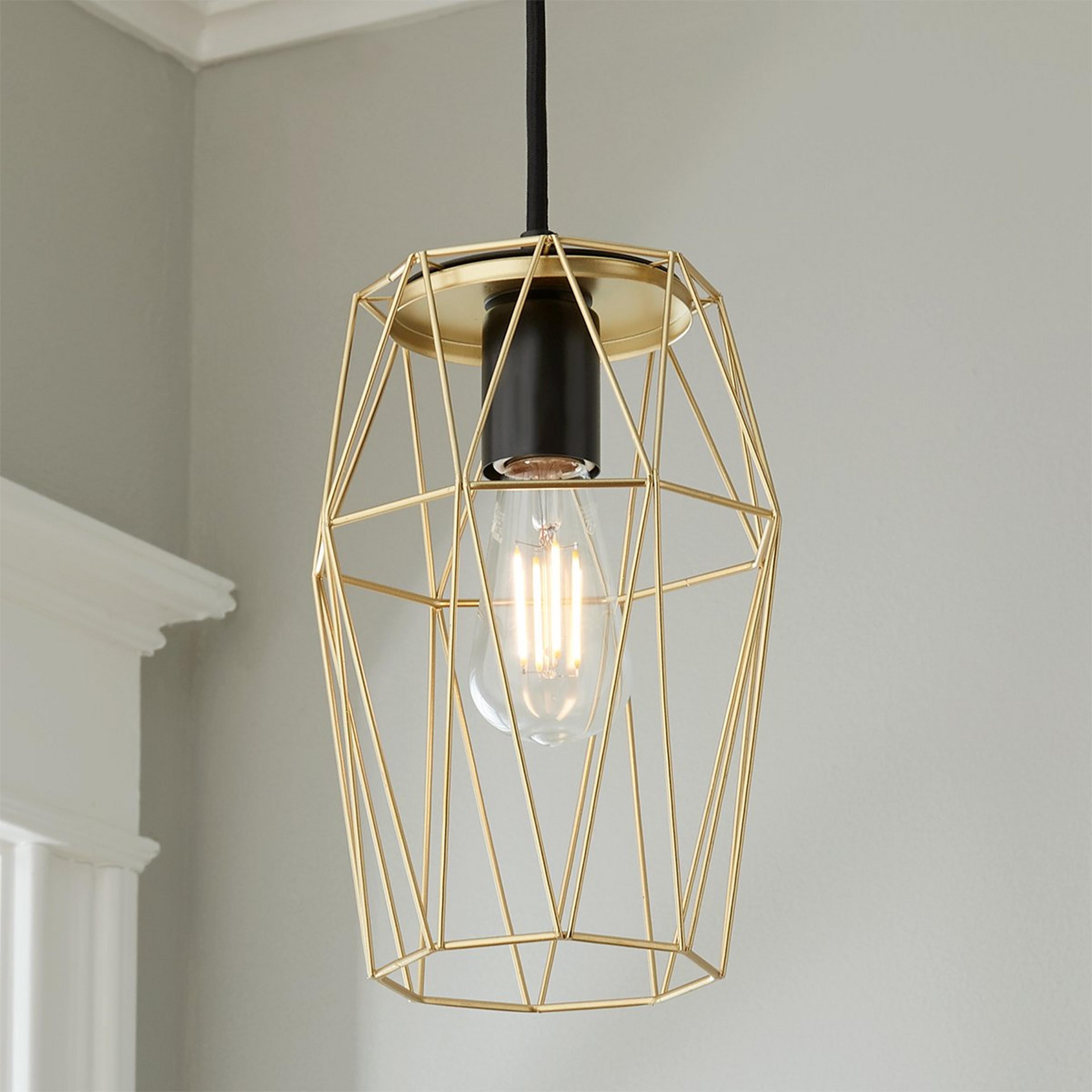 A Wire Deco Mixed Metal Pendant with Black / Gold  color