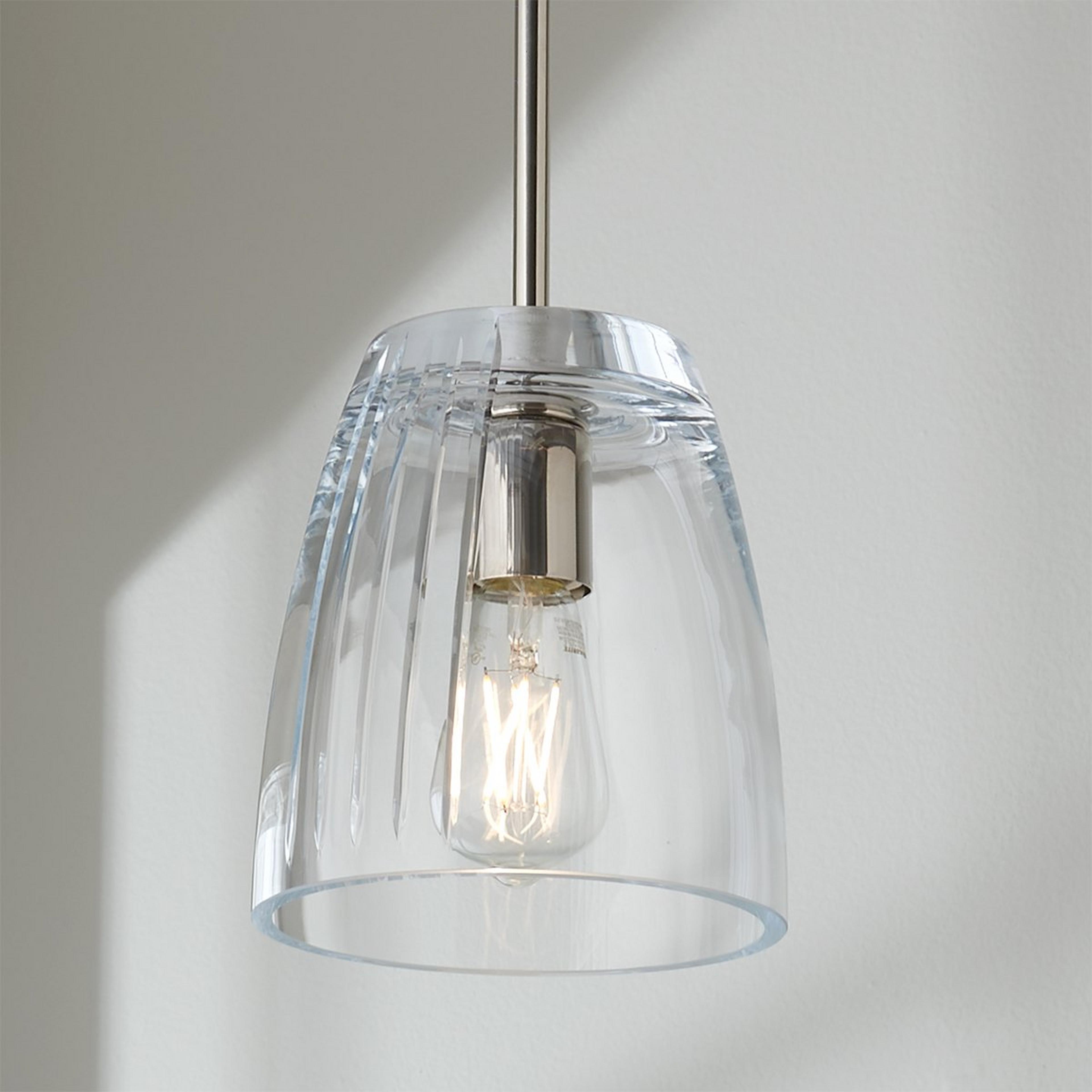 A Modern Cut Crystal Pendant - Pinstripe with Chrome / Clear  color