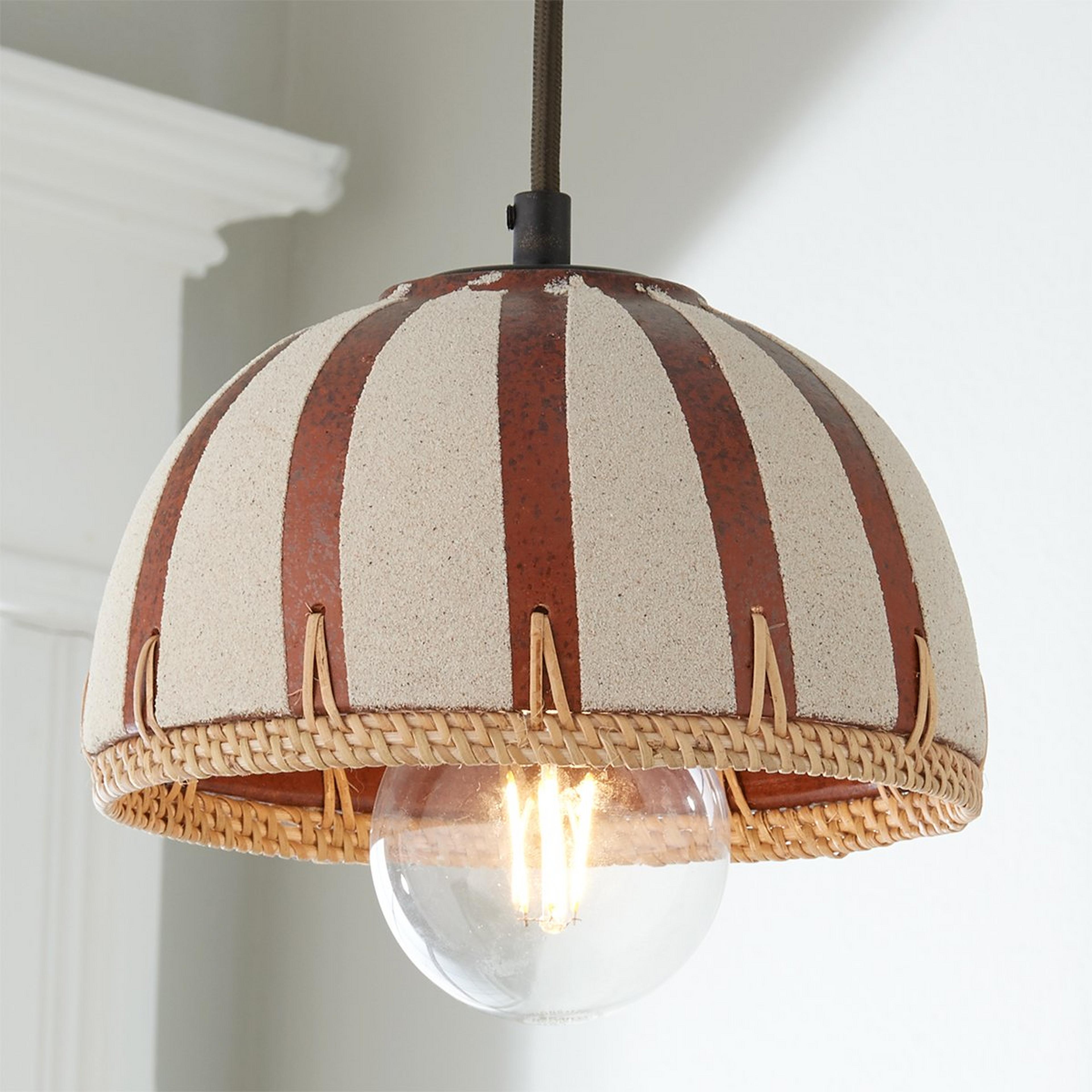 A Sahara Stripe Pendant - Small with Darkened Copper / Terracotta / Sand / Rattan color