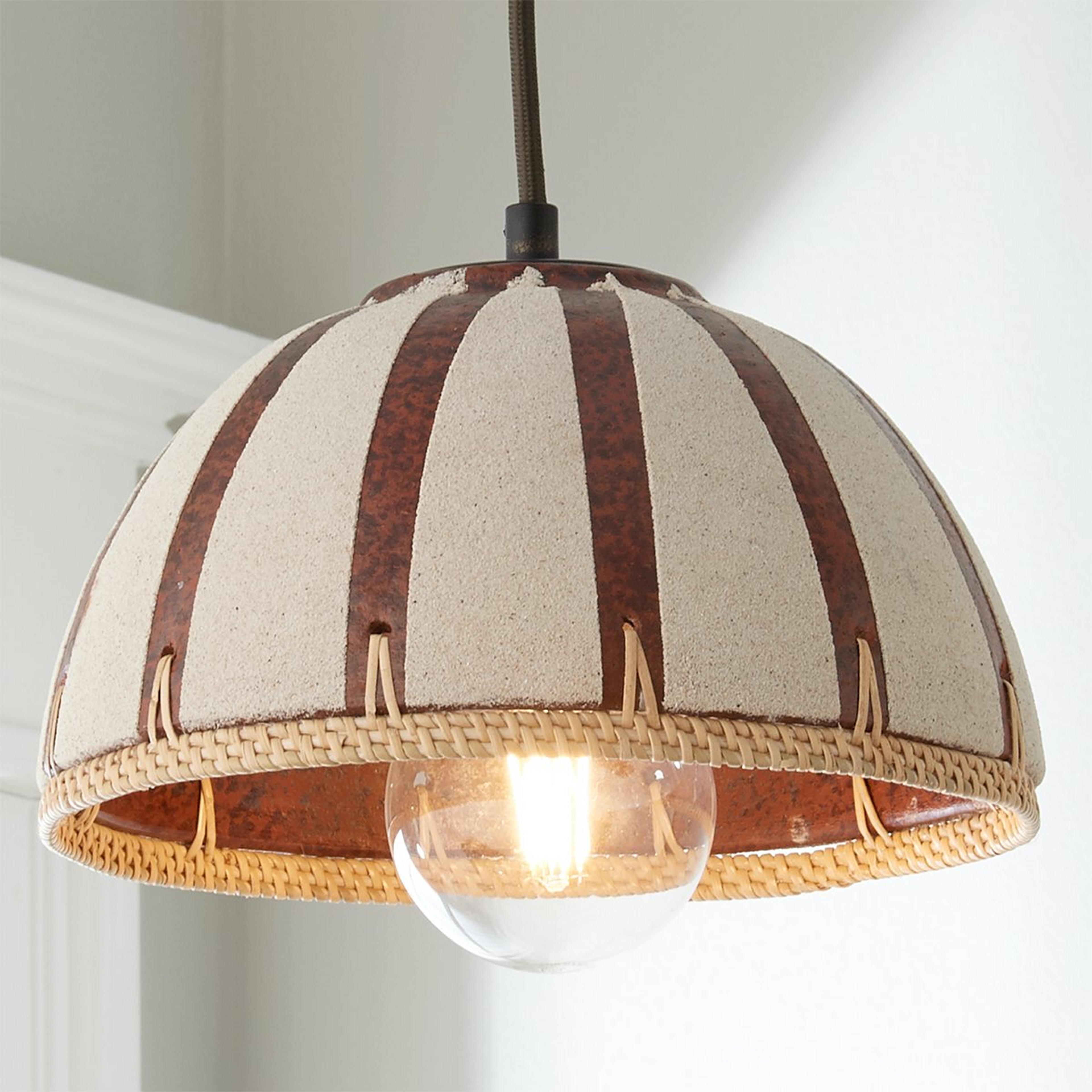 A Sahara Stripe Pendant - Large with Darkened Copper / Terracotta / Sand / Rattan color