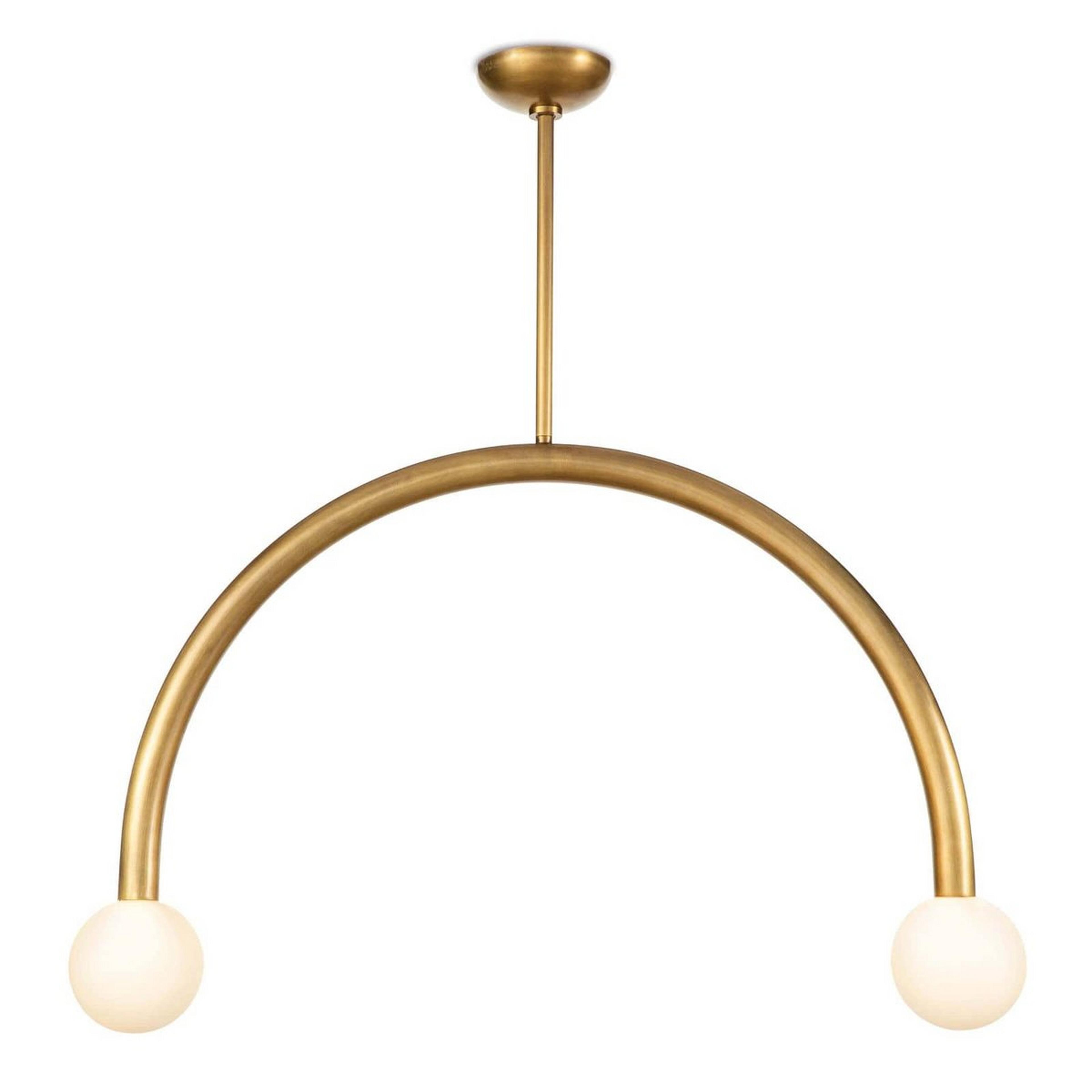 A Arched Whimsy Pendant - Large with Natural Brass / White Glass color