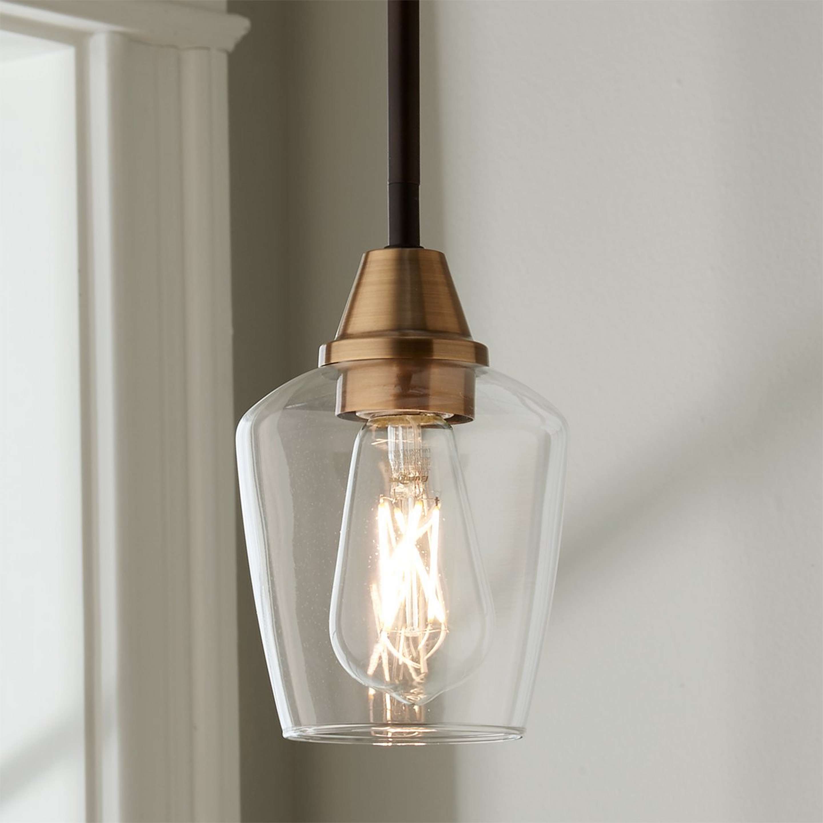 A Mod Bowl Pendant with Aged Brass / Bronze / Clear Glass color