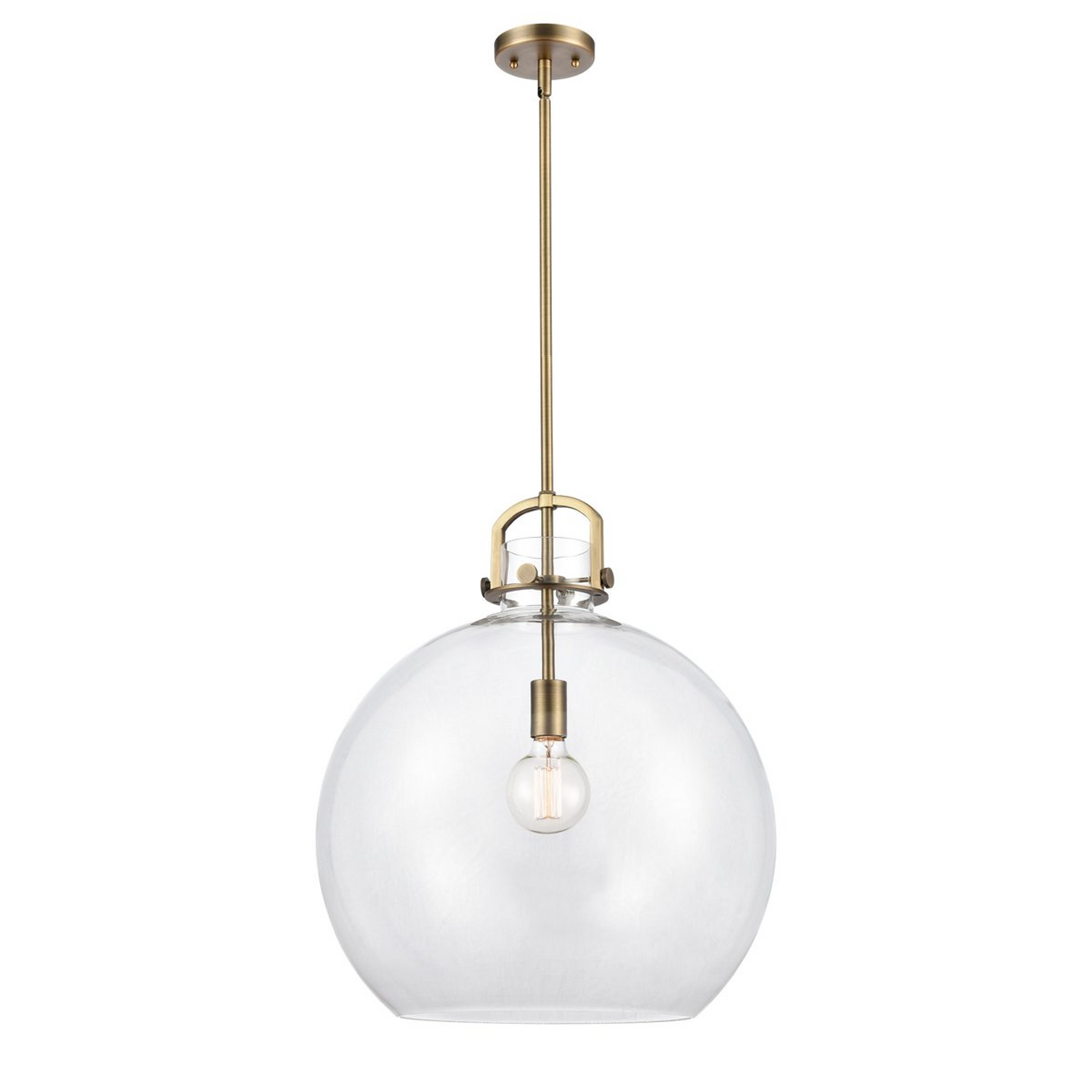 A Urban Planet Pendant - Large with Brushed Brass / Clear Glass color