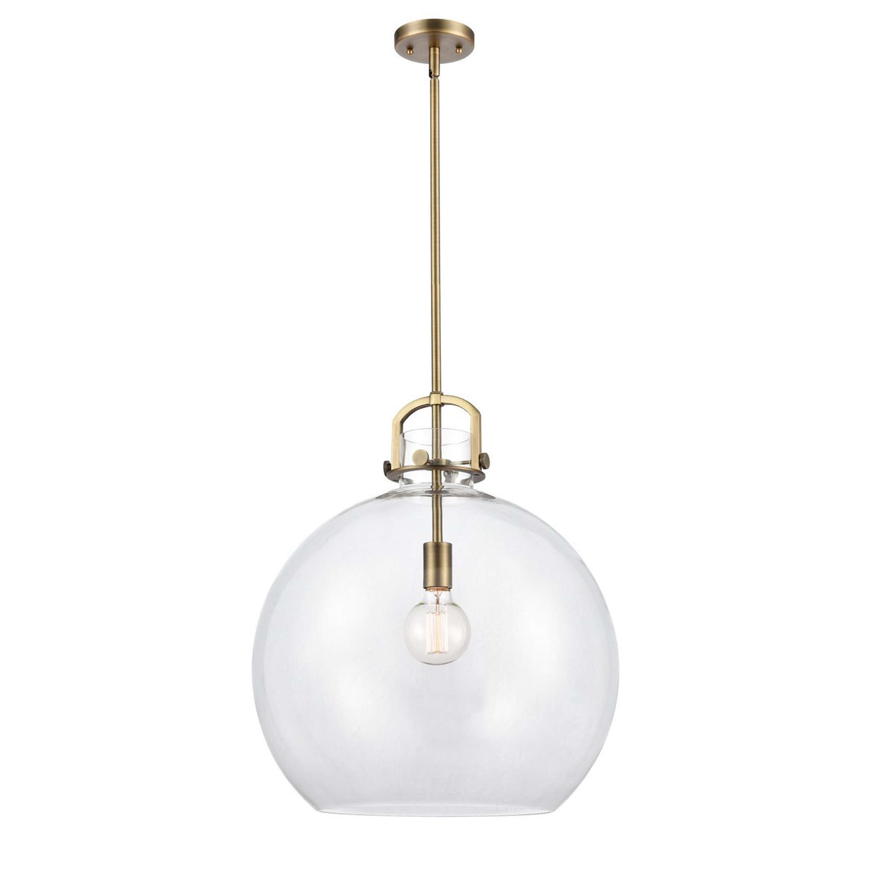 A Urban Planet Pendant - Large with Brushed Brass / Clear Glass color