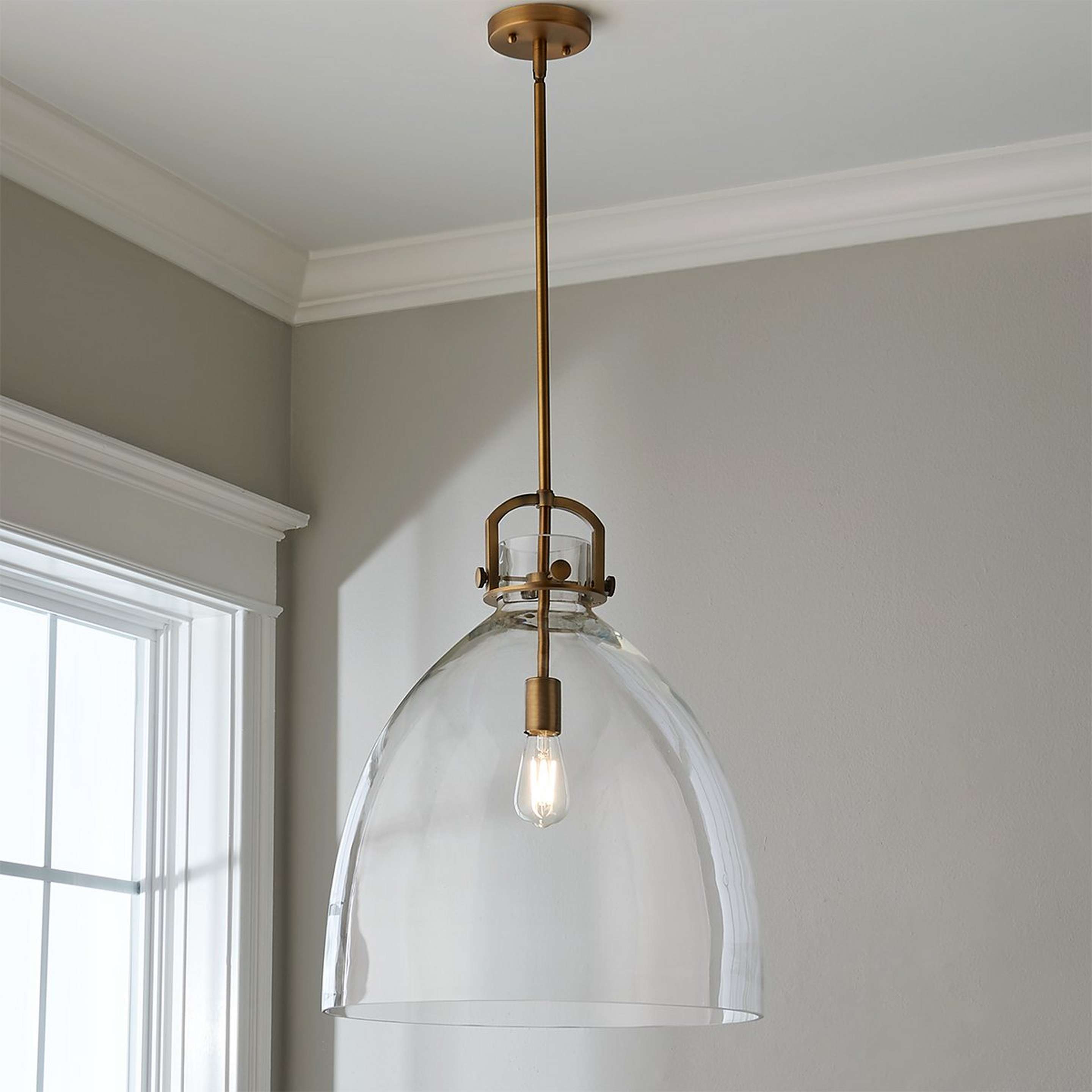 A Urban Dome Pendant - Large with Brushed Brass / Clear Glass color