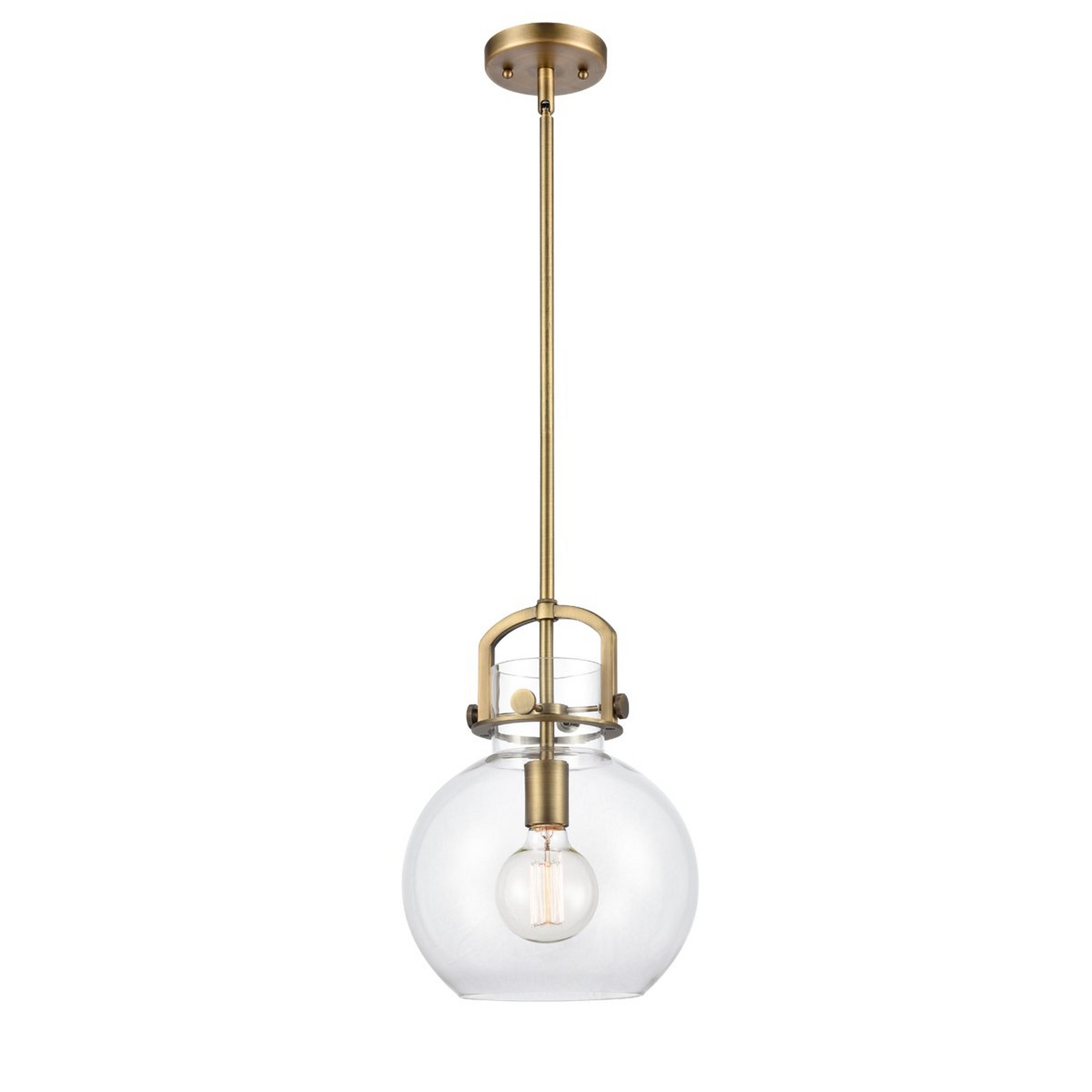 A Urban Planet Pendant - Small with Brushed Brass / Clear Glass color
