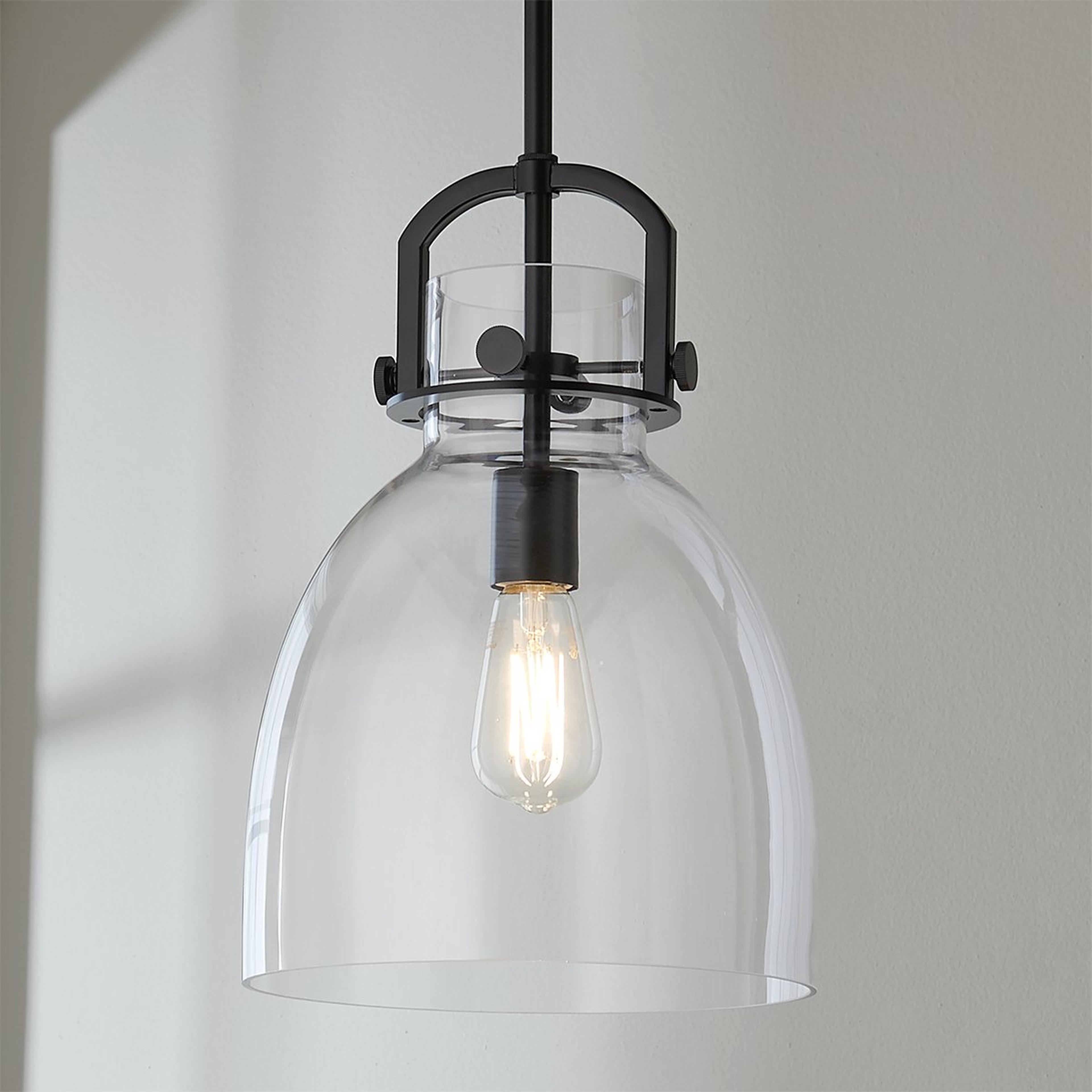 A Urban Dome Pendant - Small with Black / Clear Glass color